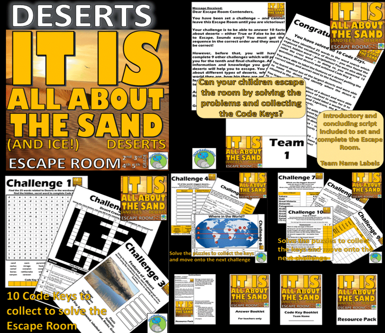 GEOGRAPHY ESCAPE ROOM BUNDLE 9 Rooms, 9 Themes, Over 80 Challenges