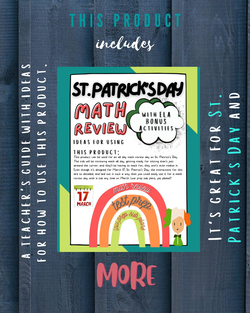 St. Patrick's Day Math Review with BONUS ELA Activities