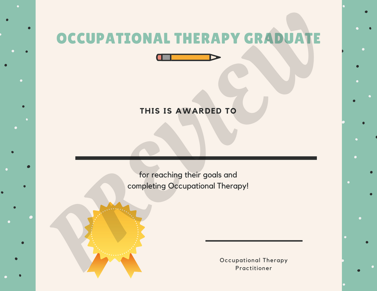 Printable Occupational Therapy Graduation Certificate OT Handouts Printable Occupational Therapy Graduation Certificate OT Handouts