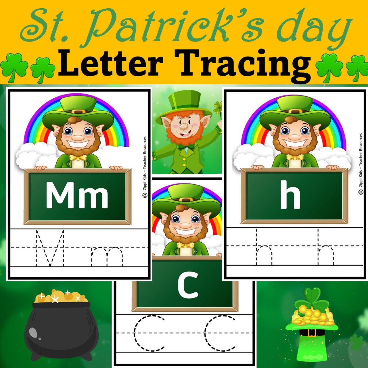 St Patricks Day Literacy & Math Centers Task Cards, St Patricks Day Activities