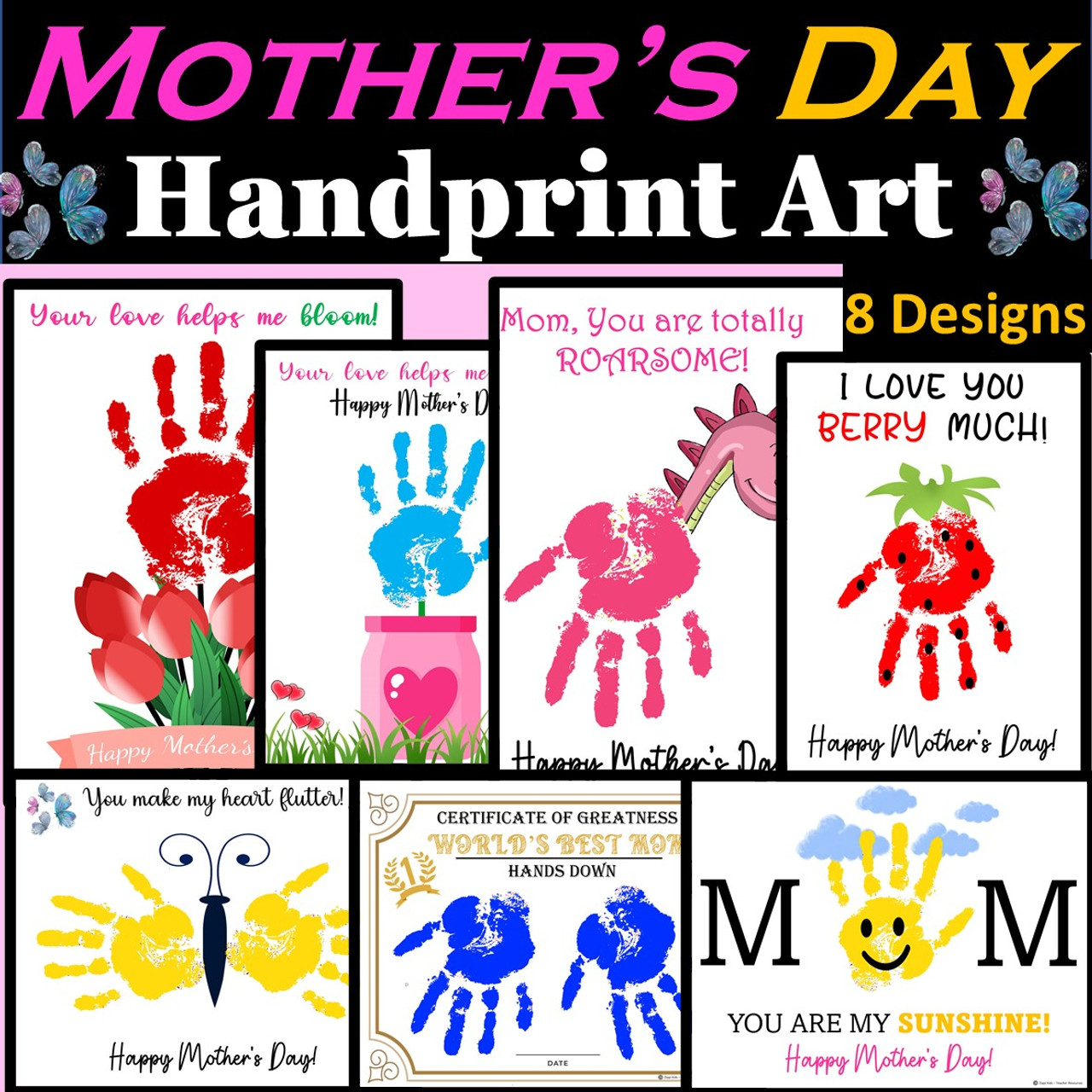 Mothers Day Handprint Keepsake art gift for mom, Mothers Day kids Craft ...