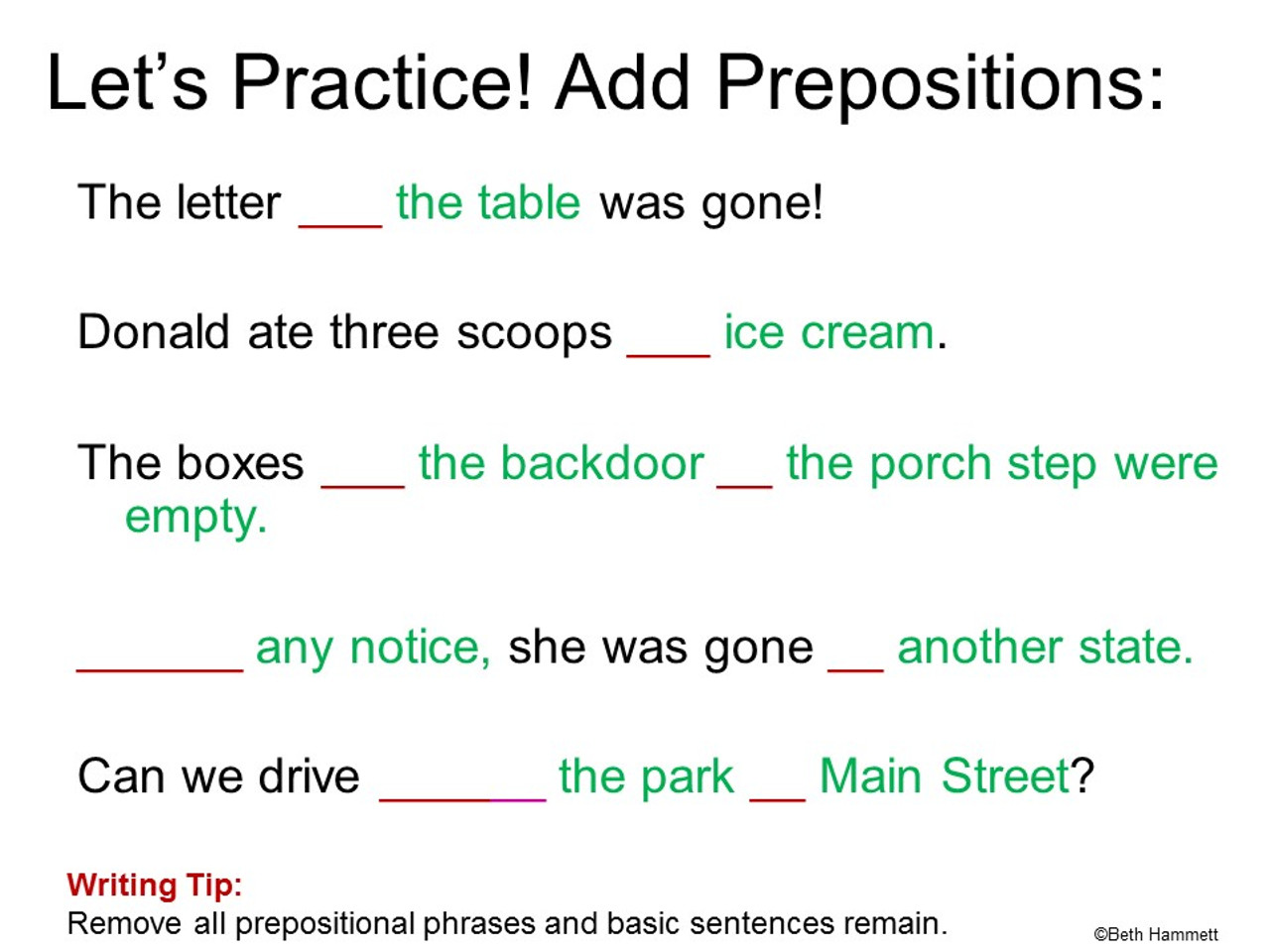 Prepositions - FREE