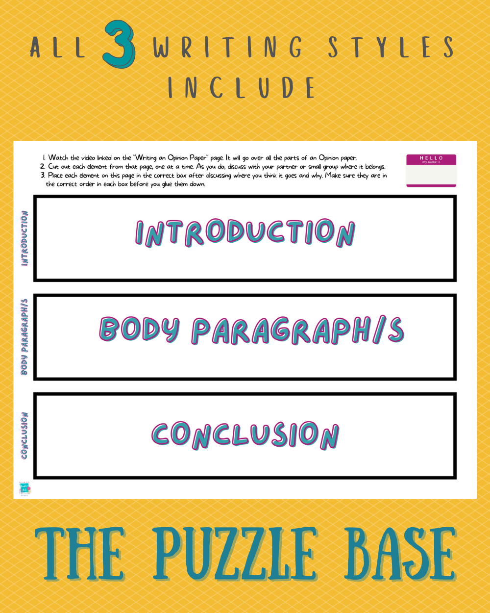 Interactive Writing Puzzles: Learning the Parts of Writing