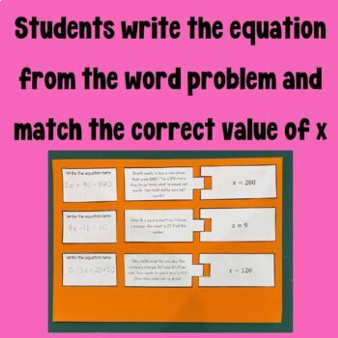 Writing and Solving Two Step Equations - Cut & Paste Activity