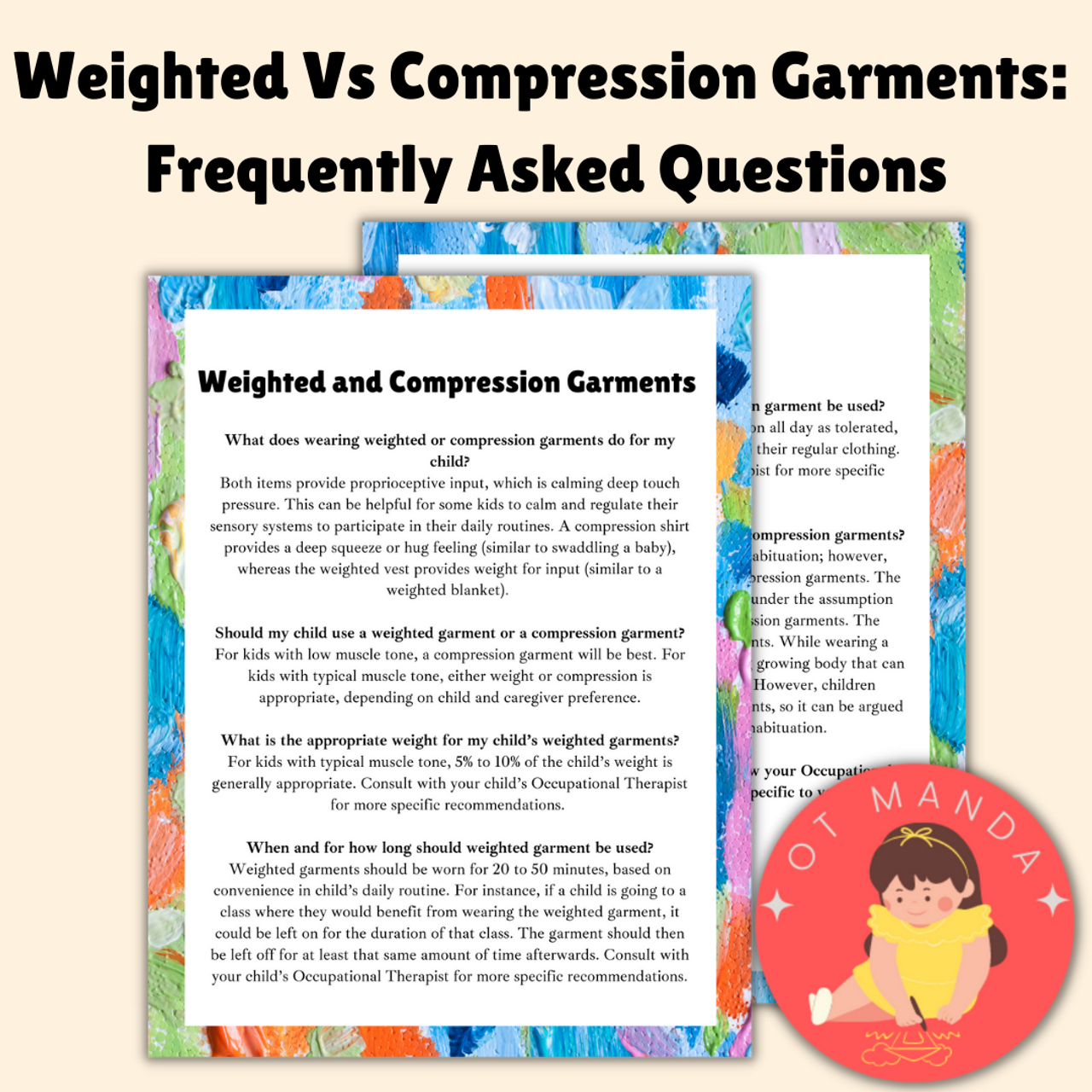 Weighted Vest Vs Compression Garments Frequently Asked Questions for Use | Pediatric Occupational Therapy Caregiver and Teacher Handout