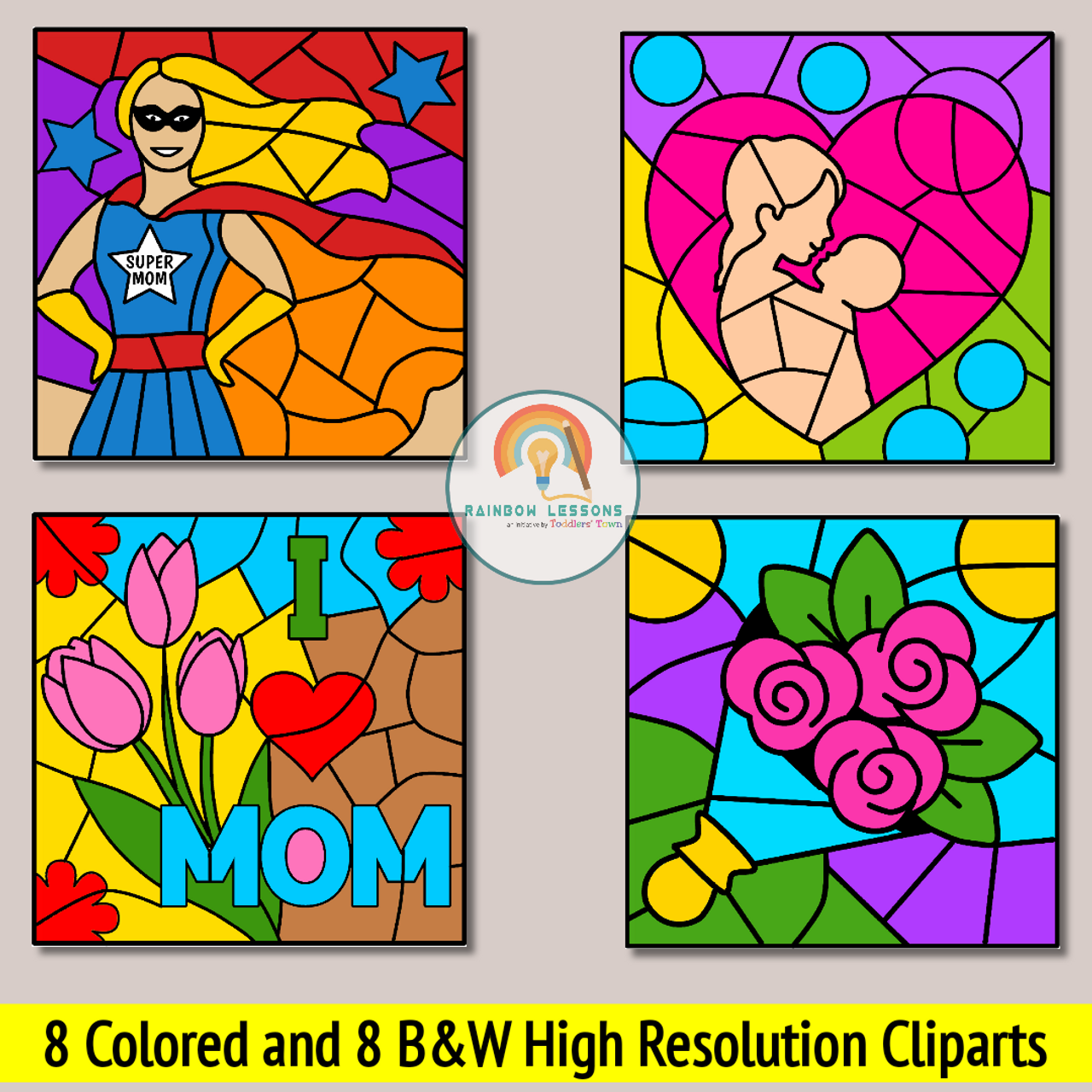 Mothers Day Color By Number Clipart | Mothers Day Clip Art | Mothers Day Clipart