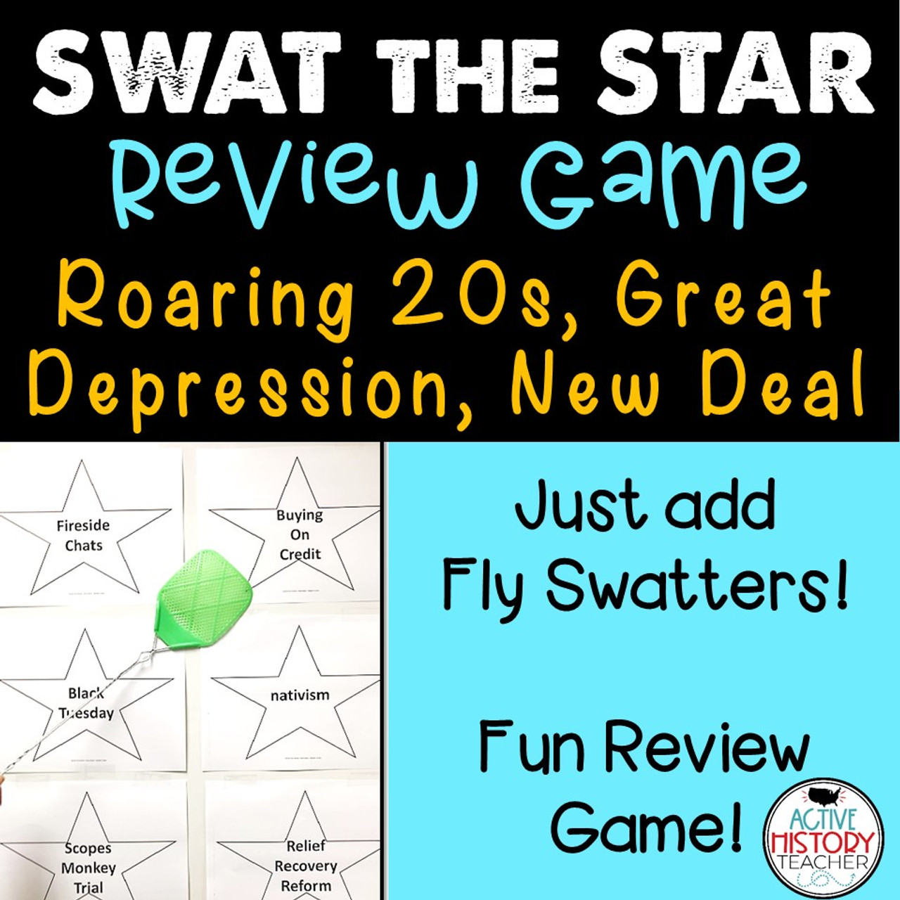 Roaring 20s Great Depression Review Game Swat the Star EOC Review