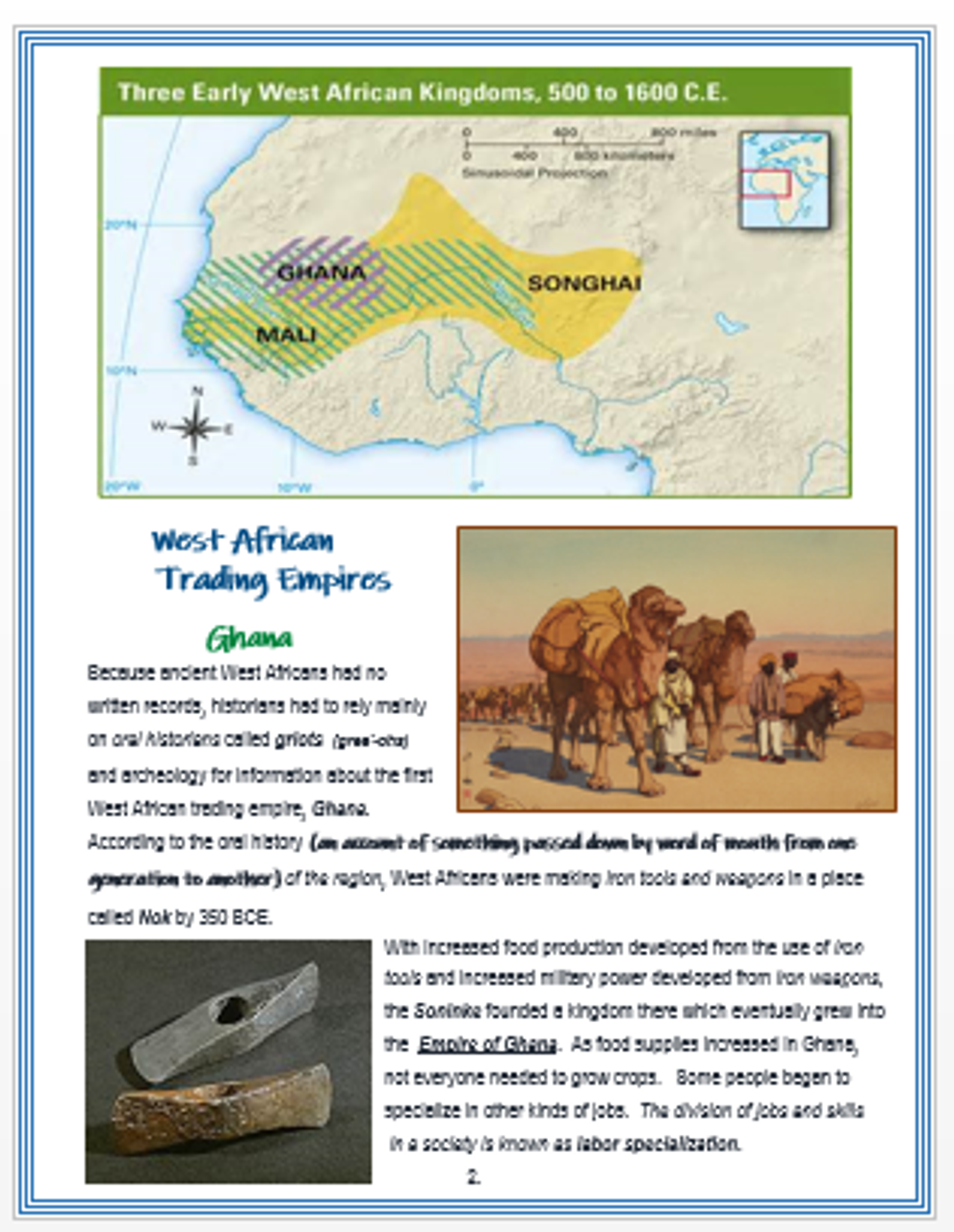 Medieval Africa, Ghana, Mali, and Songhai, Map Activity, Printable &  Digital