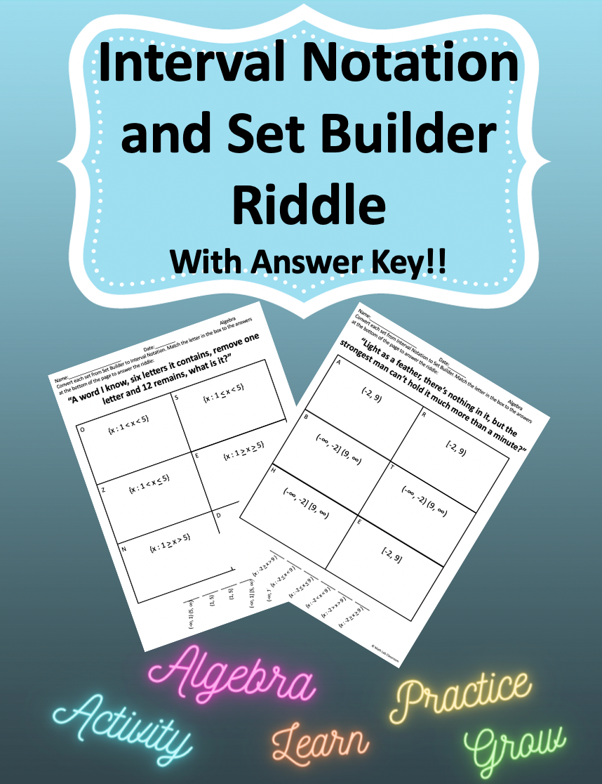 Interval Notation and Set Builder Notation Riddle