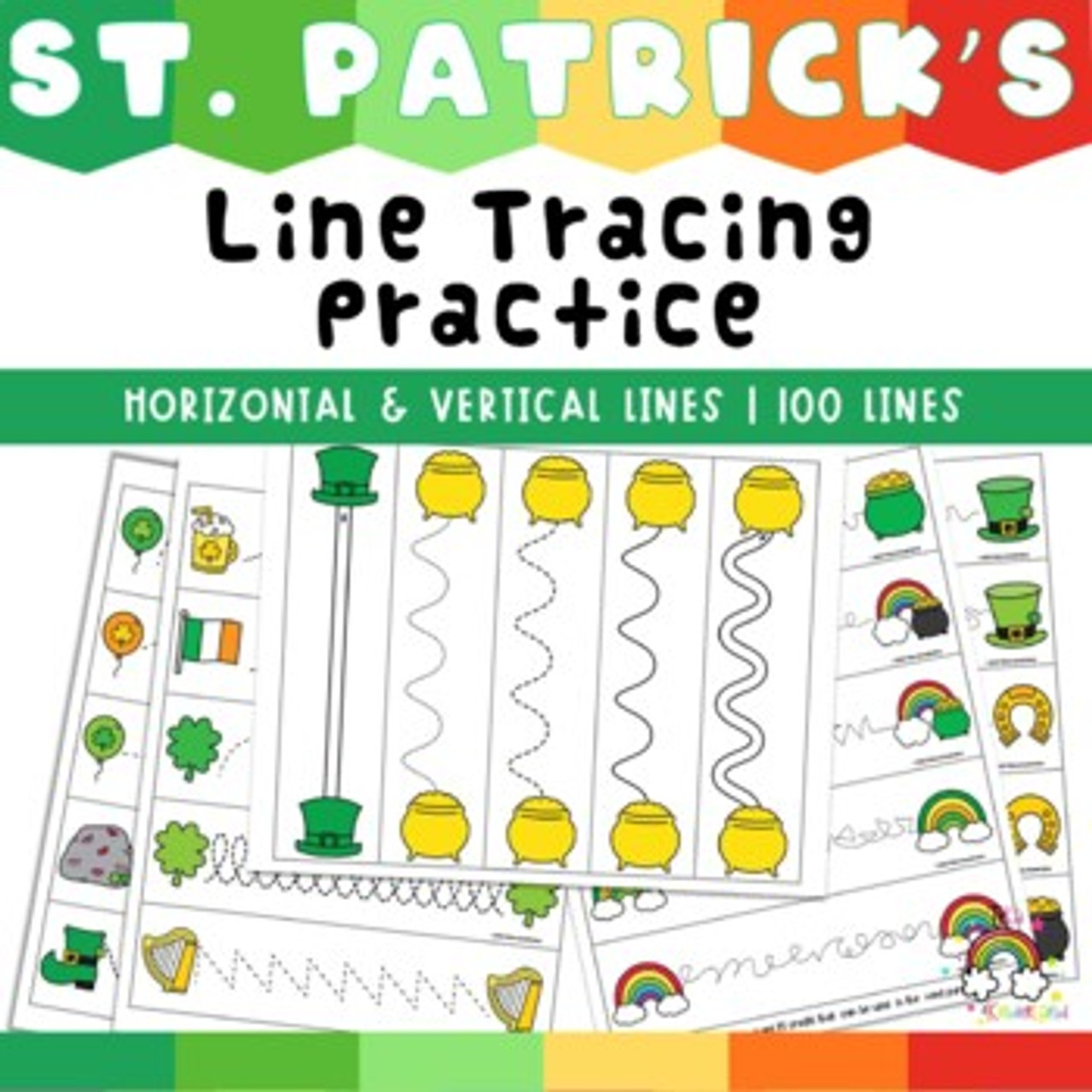 ST Patricks Day Line Tracing Pre Writing Activity for Preschool & Kindergarten