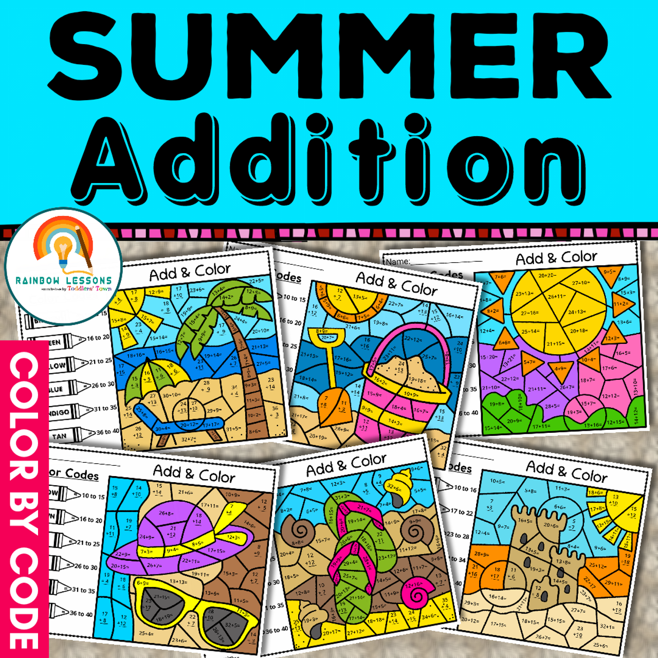 summer color by number coloring pages