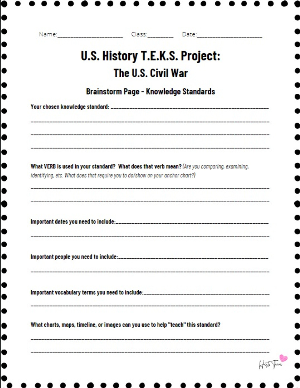 8th Grade American History TEKS Project: U.S. Civil War