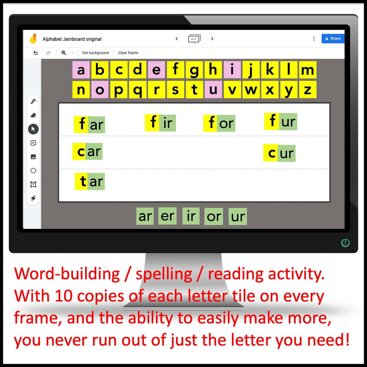 Alphabet Jamboard online magnetic letters word mat for phonics & spelling