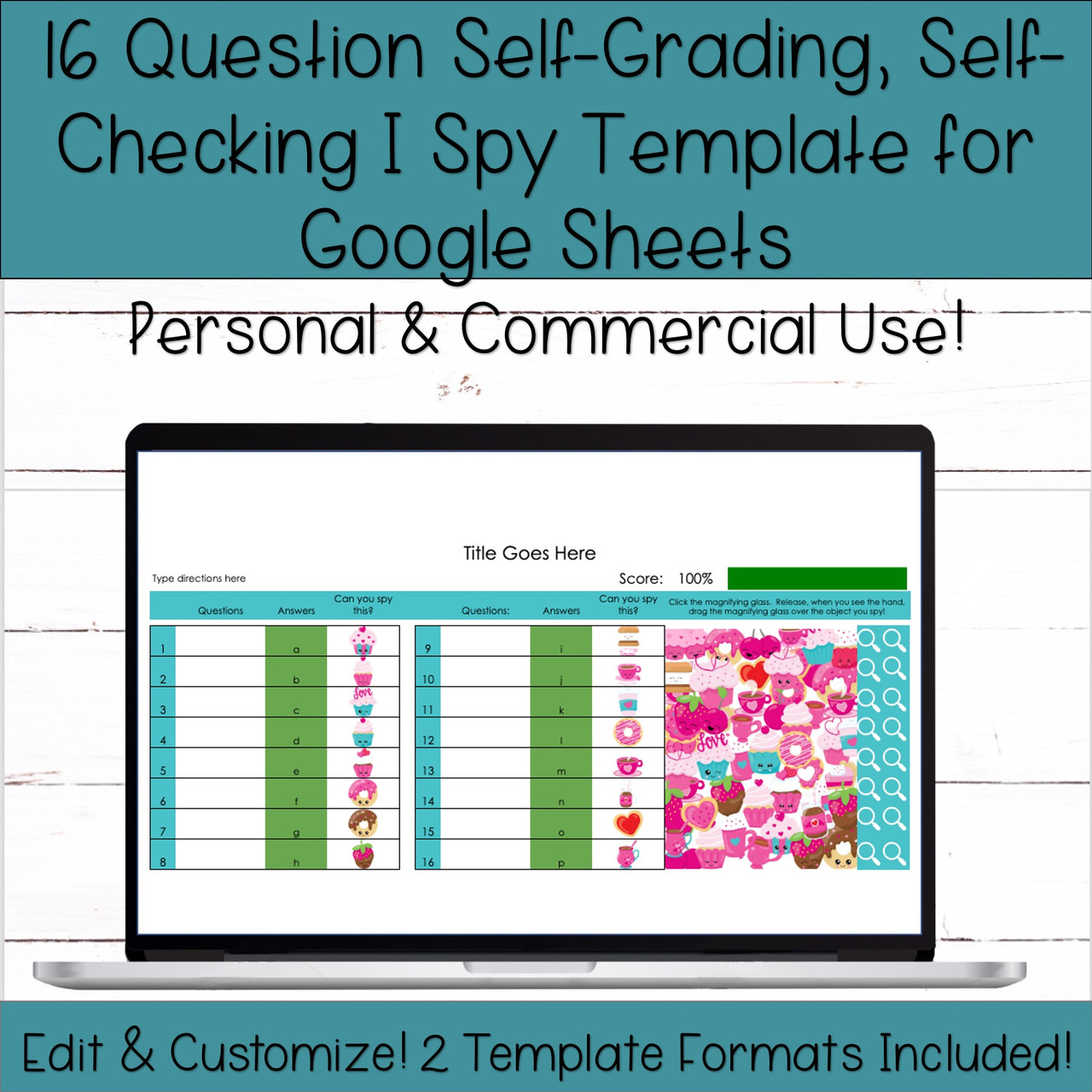 Template for Google Sheets - 16 Question Digital Activity - Self ...