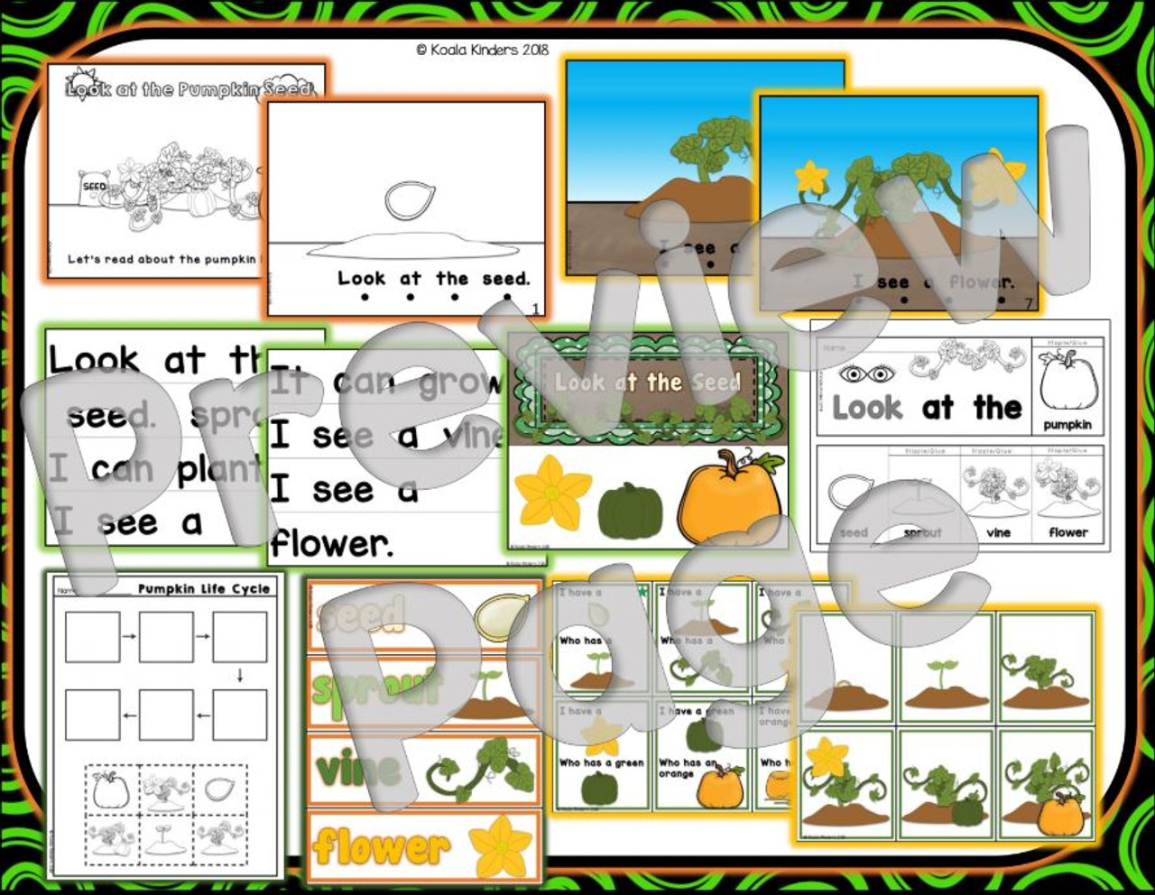 "Look At the Pumpkin Seed" Full Size Emergent Reader and Extension Activities