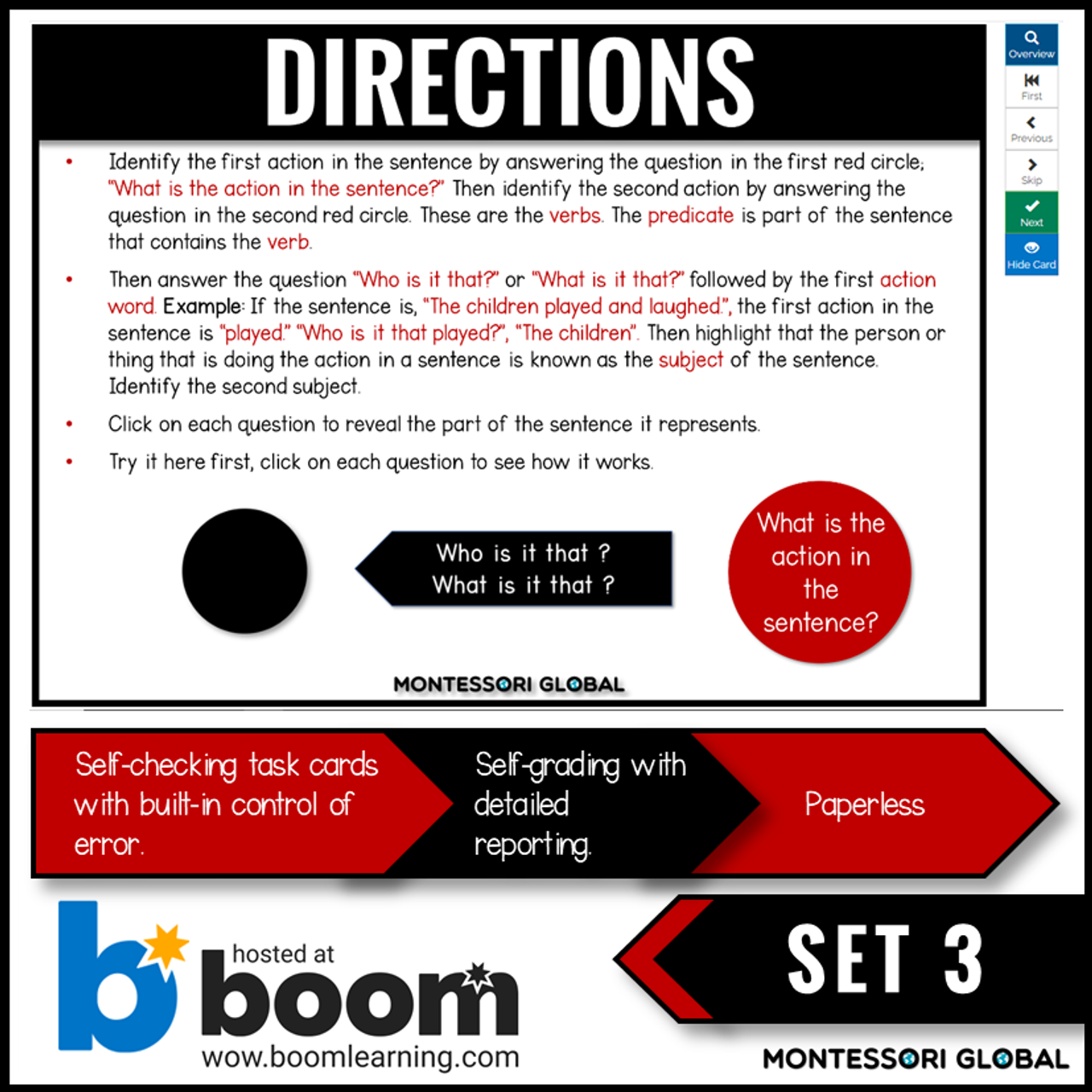 Montessori Sentence Analysis - Boom Cards Set 3