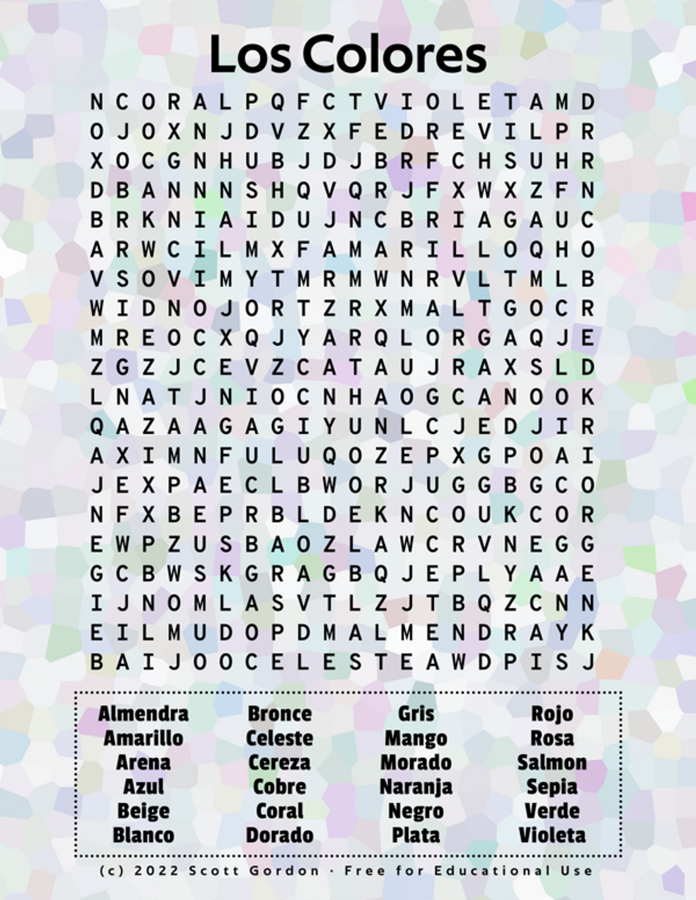 Los Colores (Word Search/Puzzle) - FREE! - Amped Up Learning los-colores-word-search-puzzle-free-amped-up-learning