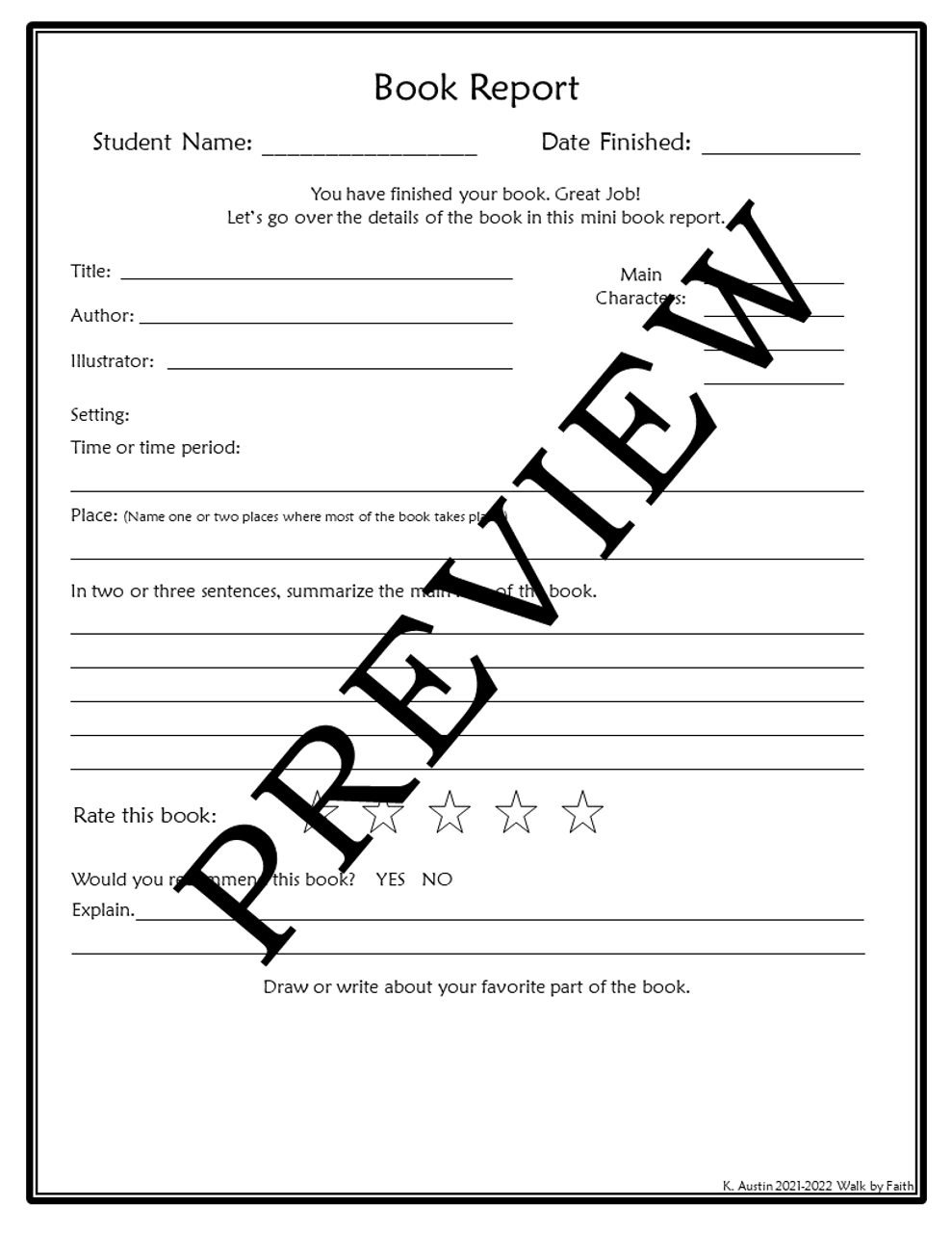 Book Report Forms - FREE