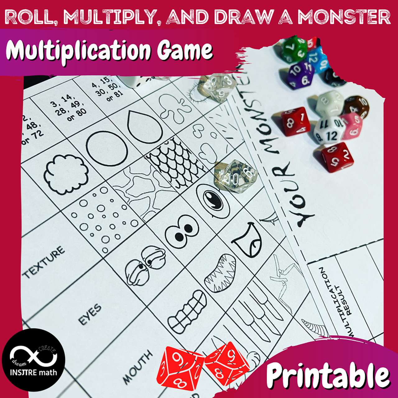 Roll a Monster Drawing Dice Game