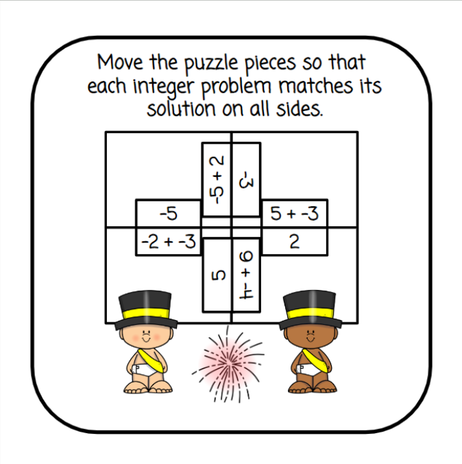 New Year's Puzzle - Adding and Subtracting Integers - Amped Up Learning