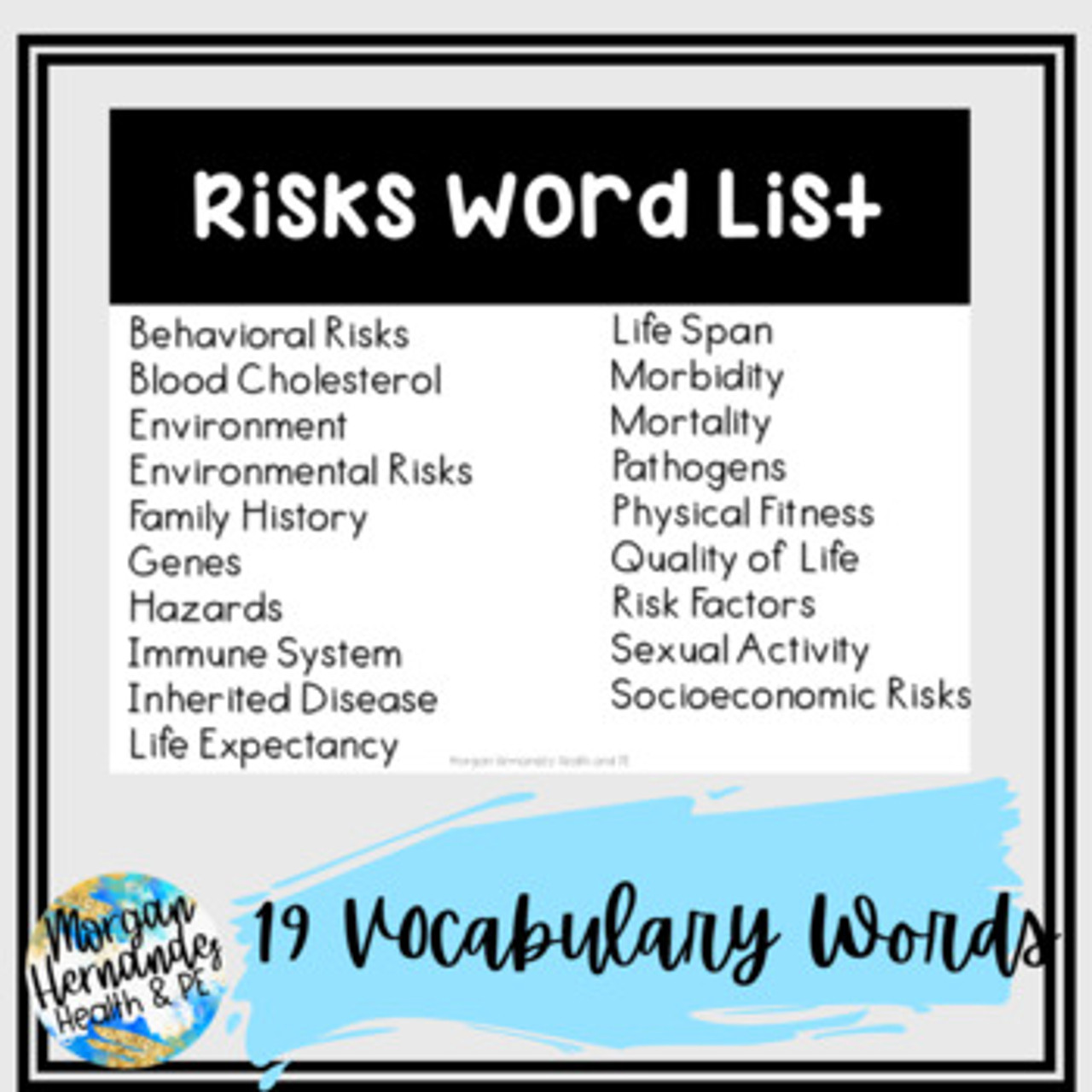 Health Vocabulary Word Wall, Introduction to Health