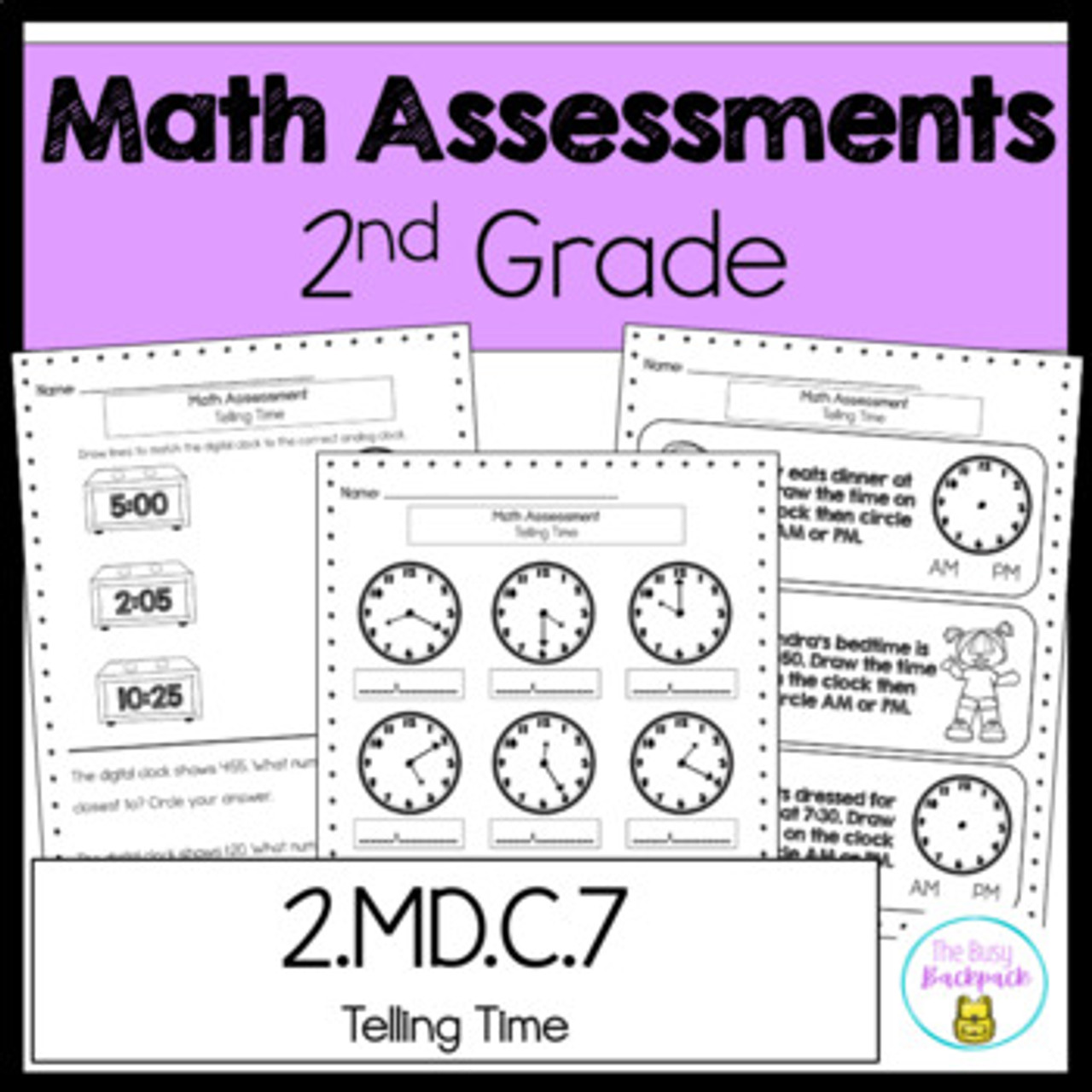 2 MD 7 Telling Time To 5 Minutes Assessment 2nd Grade Math 2 MD C 7 2-md-7-telling-time-to-5-minutes-assessment-2nd-grade-math-2-md-c-7