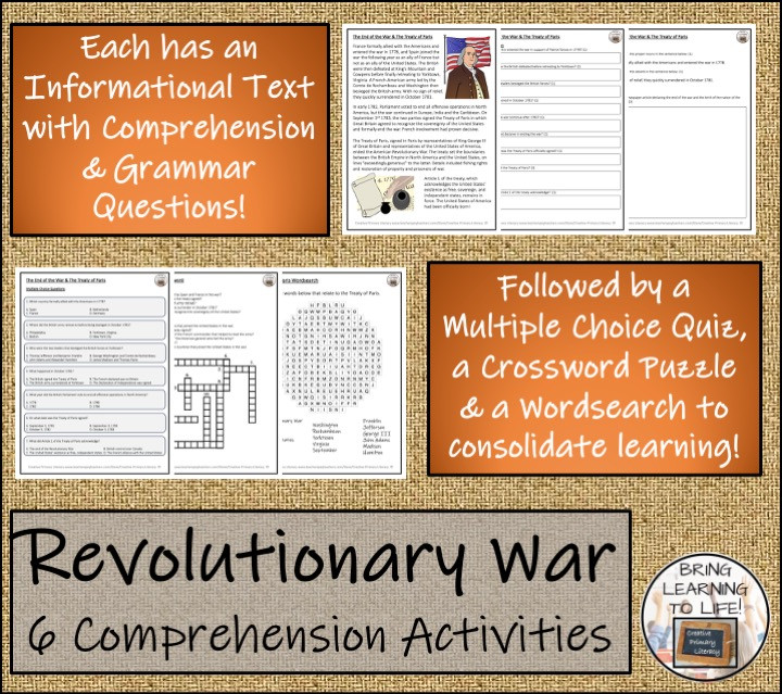 American Revolutionary War Close Reading Comprehension Bundle | 5th ...