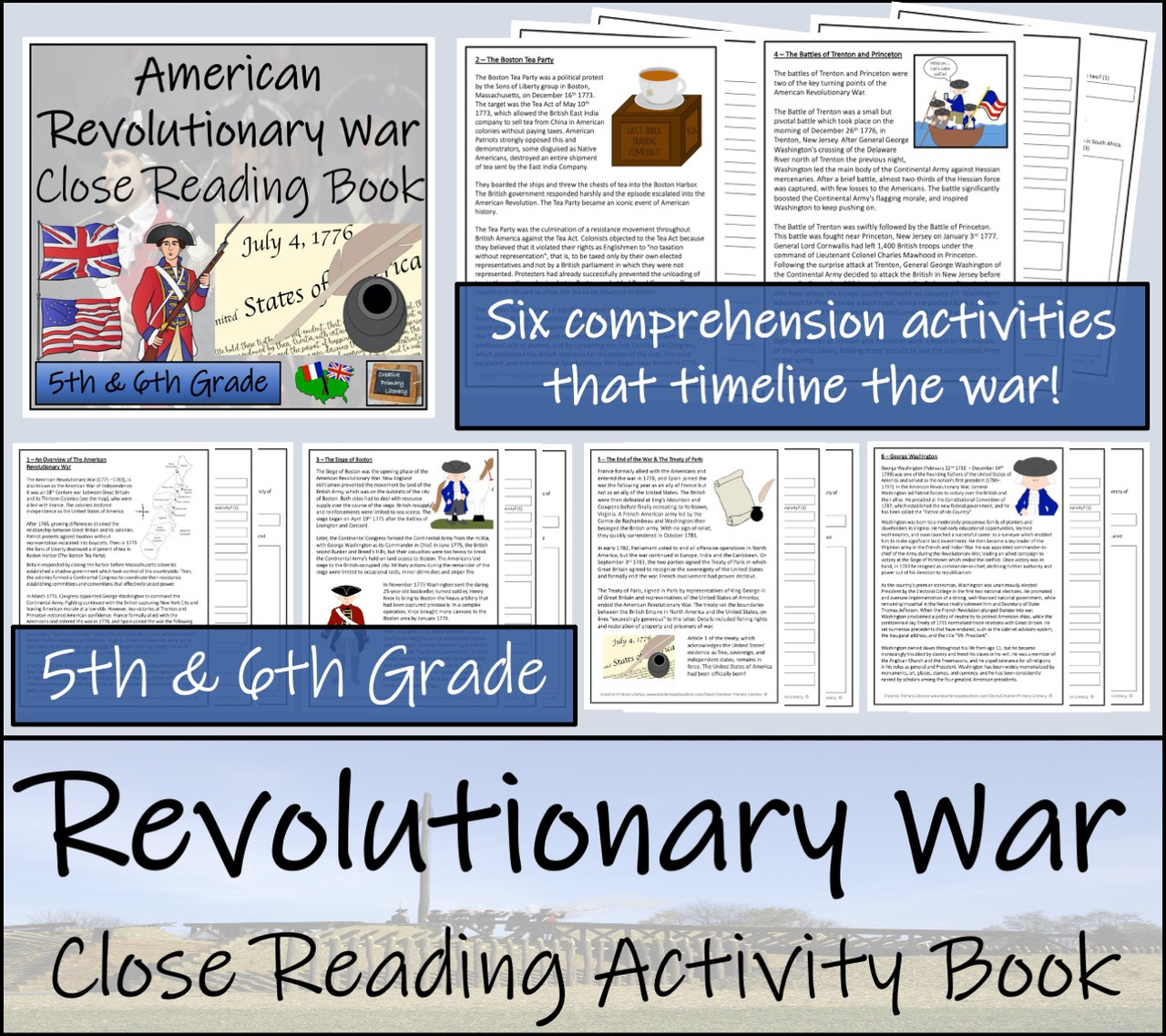 American Revolutionary War Close Reading Activity Book | 5th Grade & 6th Grade