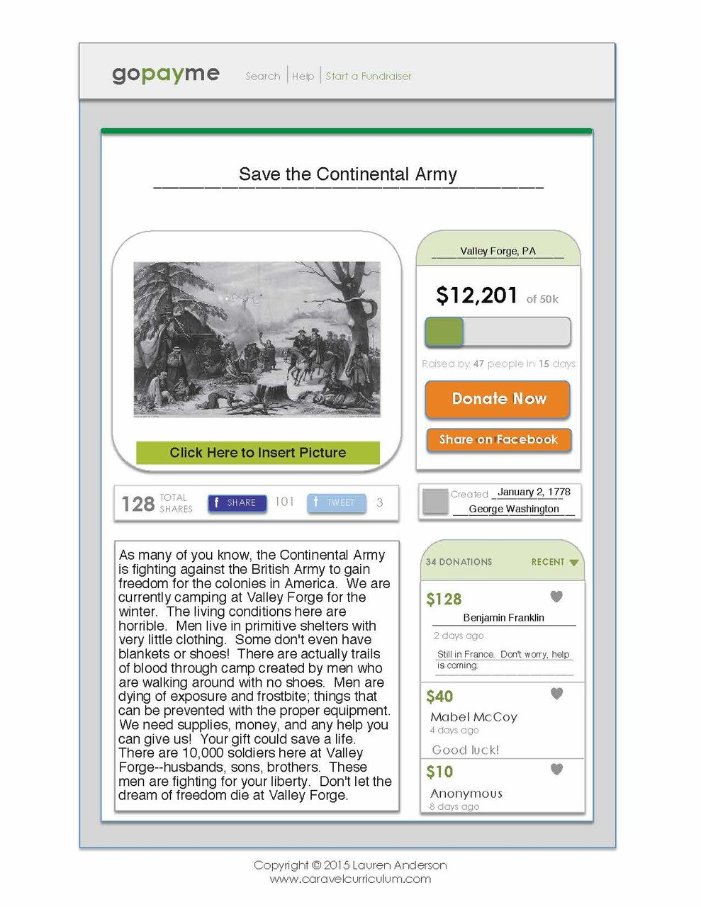 Crowdfunding Assignment With Template Create A Fake Gofundme Page Amped Up Learning