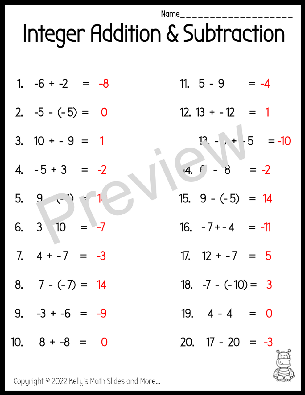 14 Integer Worksheets - Printable - Amped Up Learning 14-integer-worksheets-printable-amped-up-learning