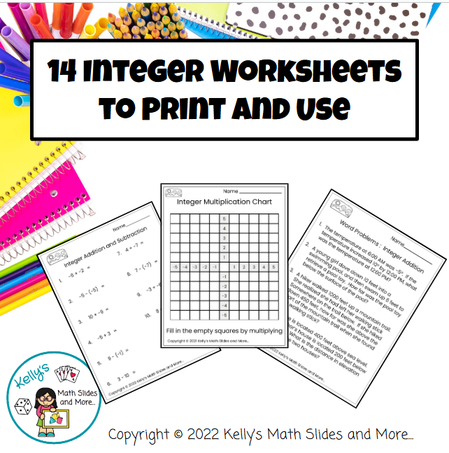 14 Integer Worksheets - Printable - Amped Up Learning