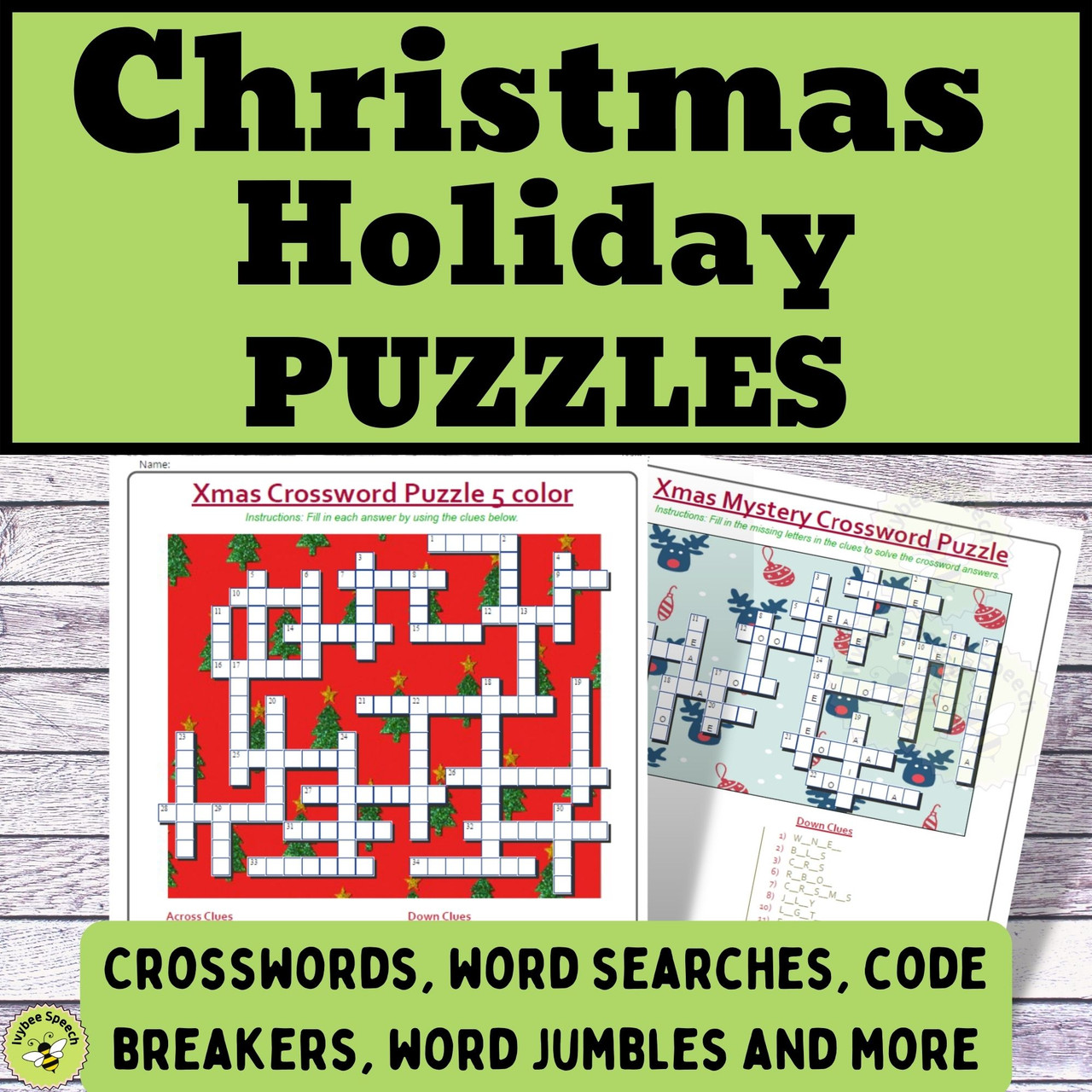 Christmas Holiday Puzzles Crosswords, Word Searches, Code Breakers, Jumbles, and More