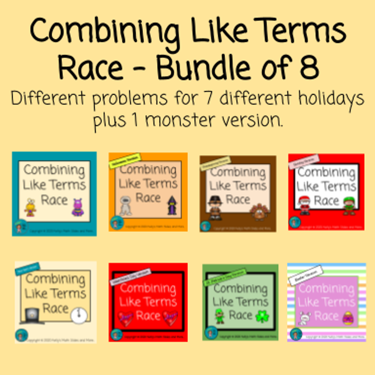 Combining Like Terms Race Bundle