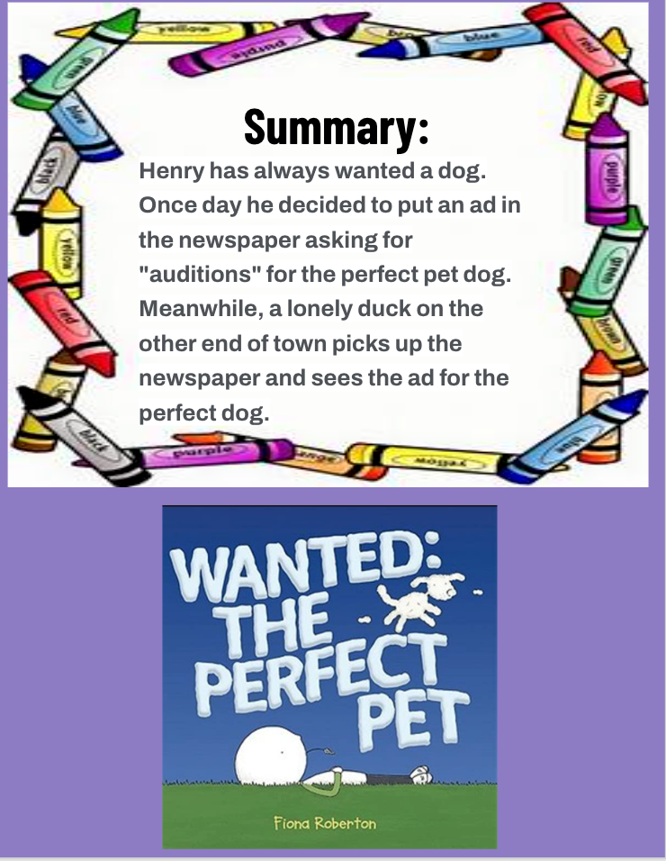 WANTED THE PERFECT PET BY FIONA ROBERTON READING & WRITING PACKET