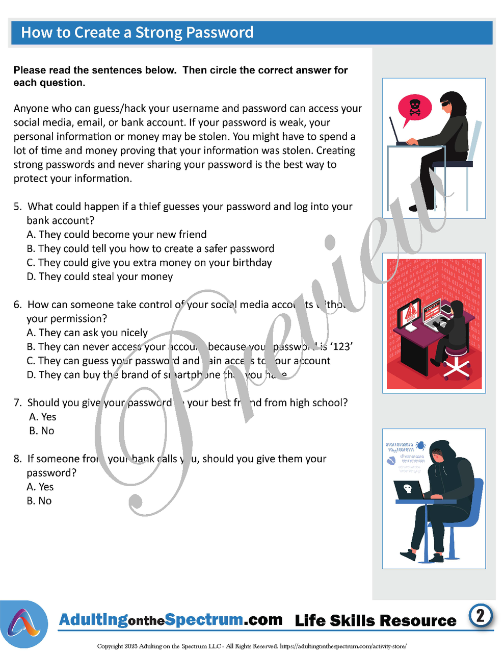 Essential Life Skills Activity for Teens and Adults - How to Create a Secure Password 