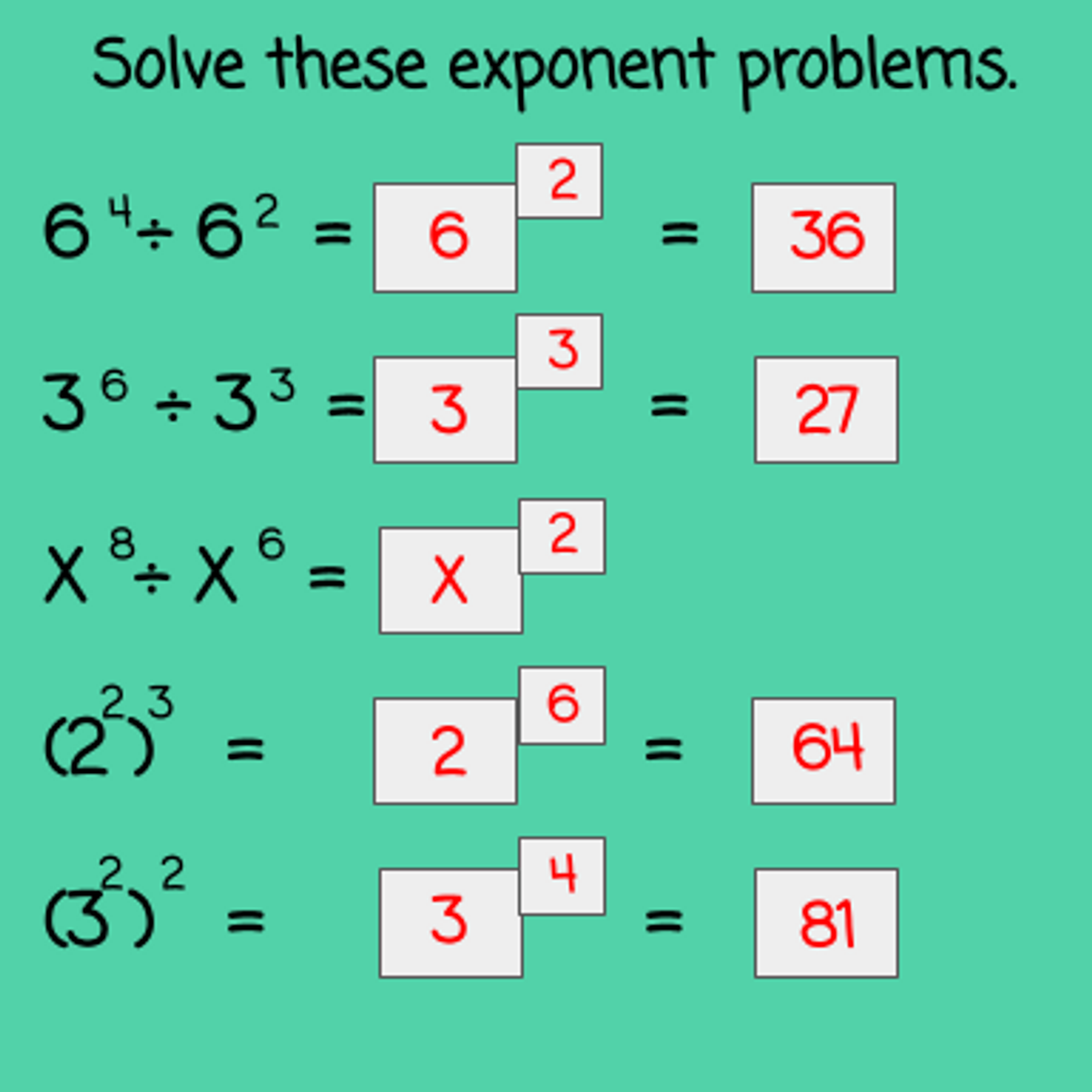 Exponent Rules - Digital and Printable