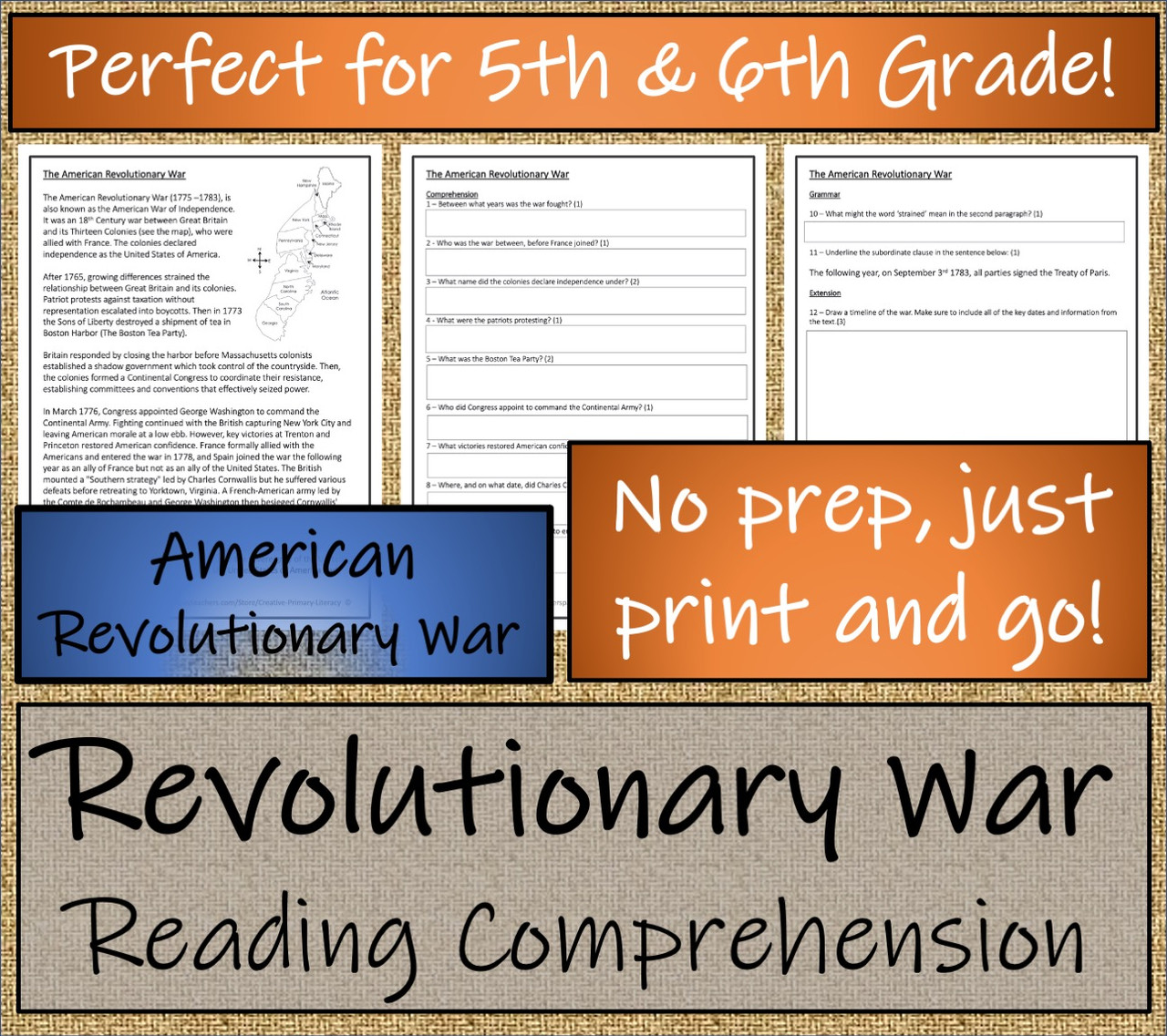 American Revolutionary War Close Reading Activity | 5th Grade & 6th Grade