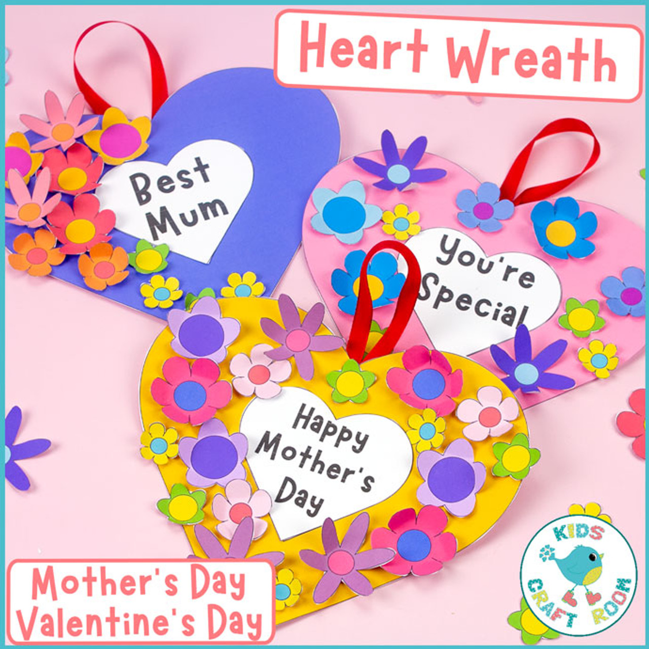 Heart Shaped Wreath For Mother's Day or Valentine's Day