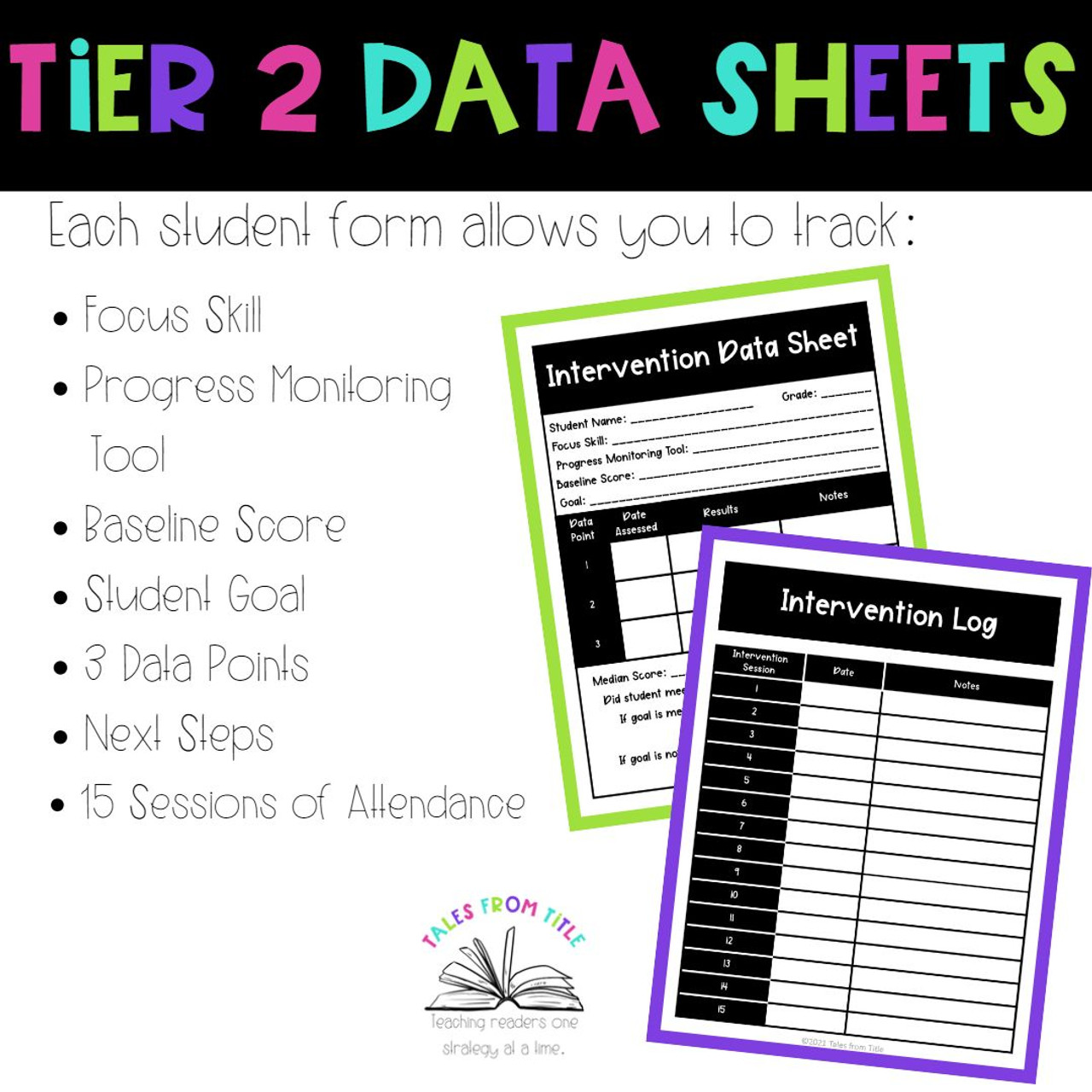 Tier 2 Intervention Log & Data Sheet - Intervention Forms for Teachers