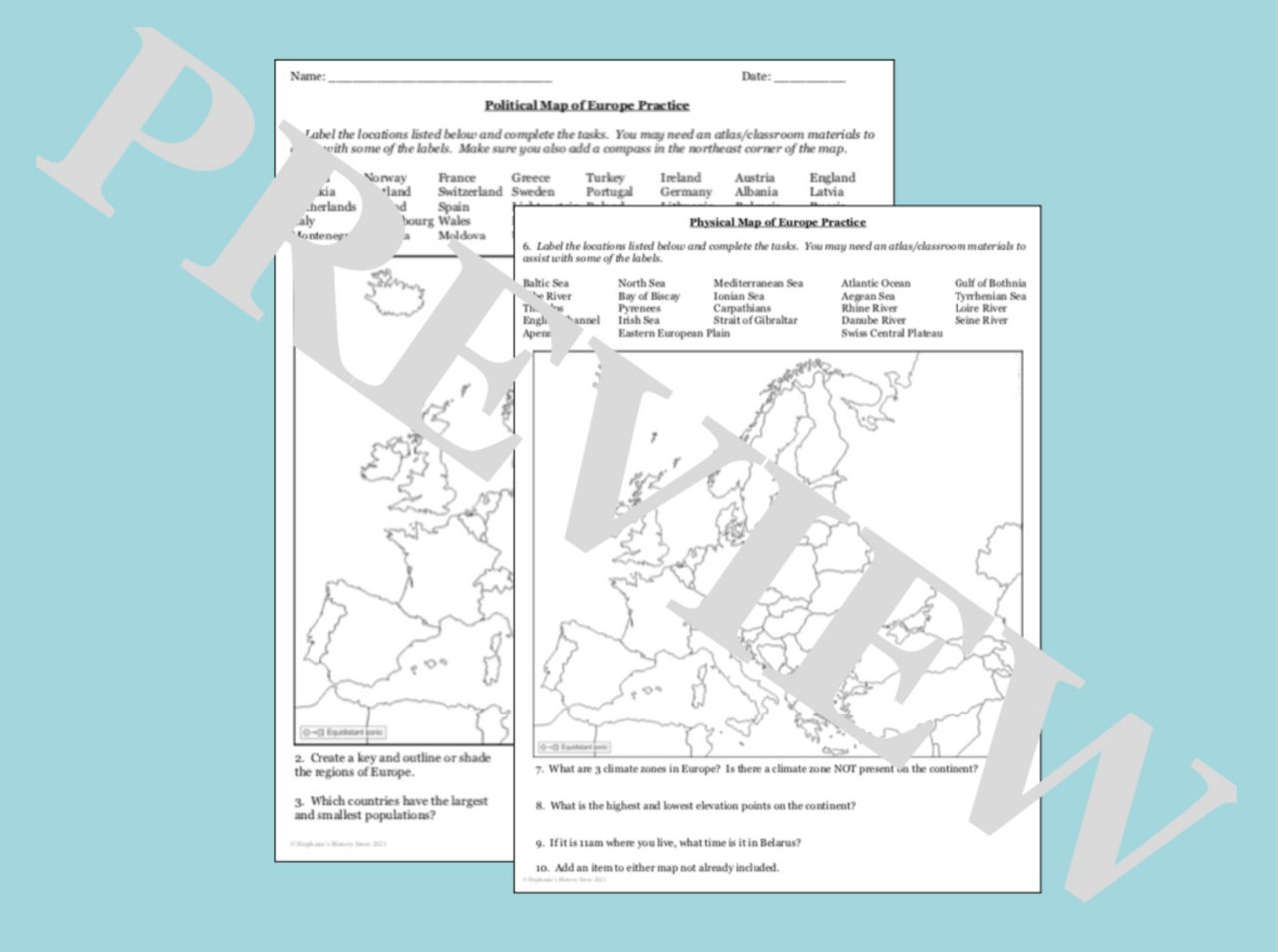 European Geography Map Activity european-geography-map-activity
