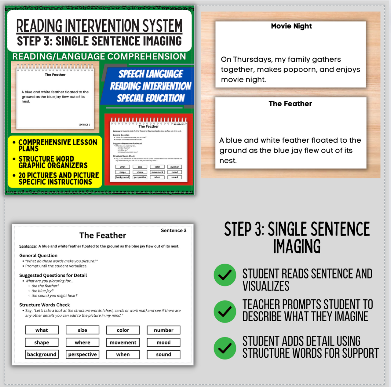 STEP 3 Visualizing from Single Sentence Imagery for Reading, Speech