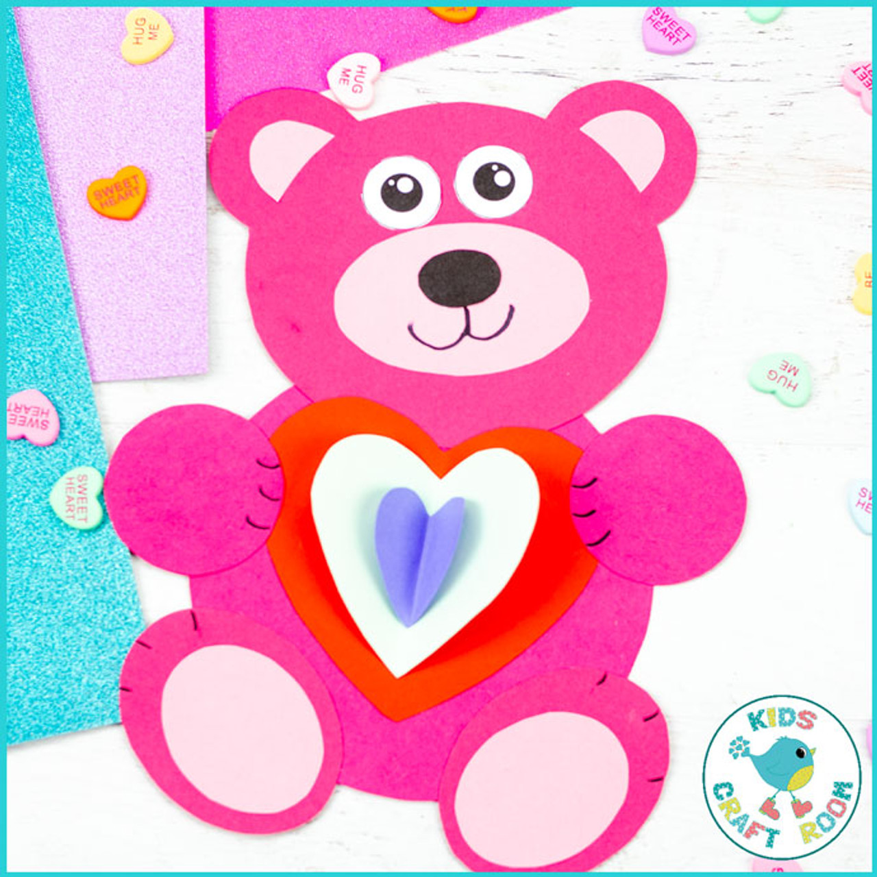 Valentine Bear Craft - Valentine Craft - Valentine's Day Activity