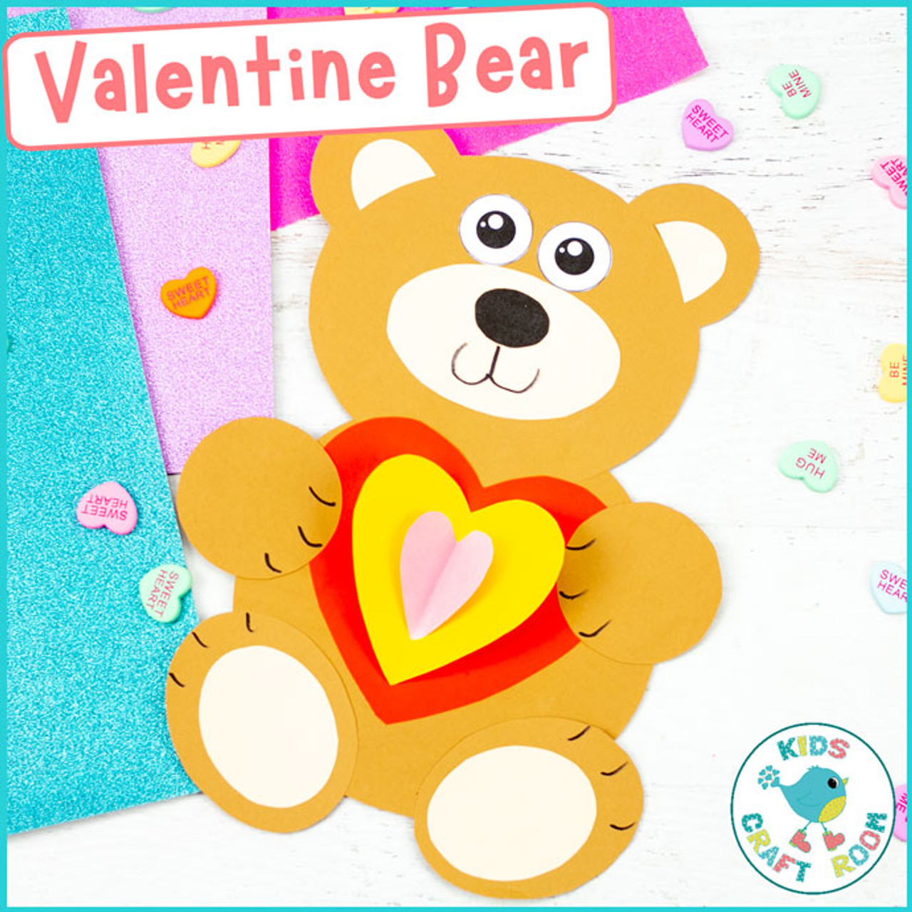 Valentine Bear Craft - Valentine Craft - Valentine's Day Activity