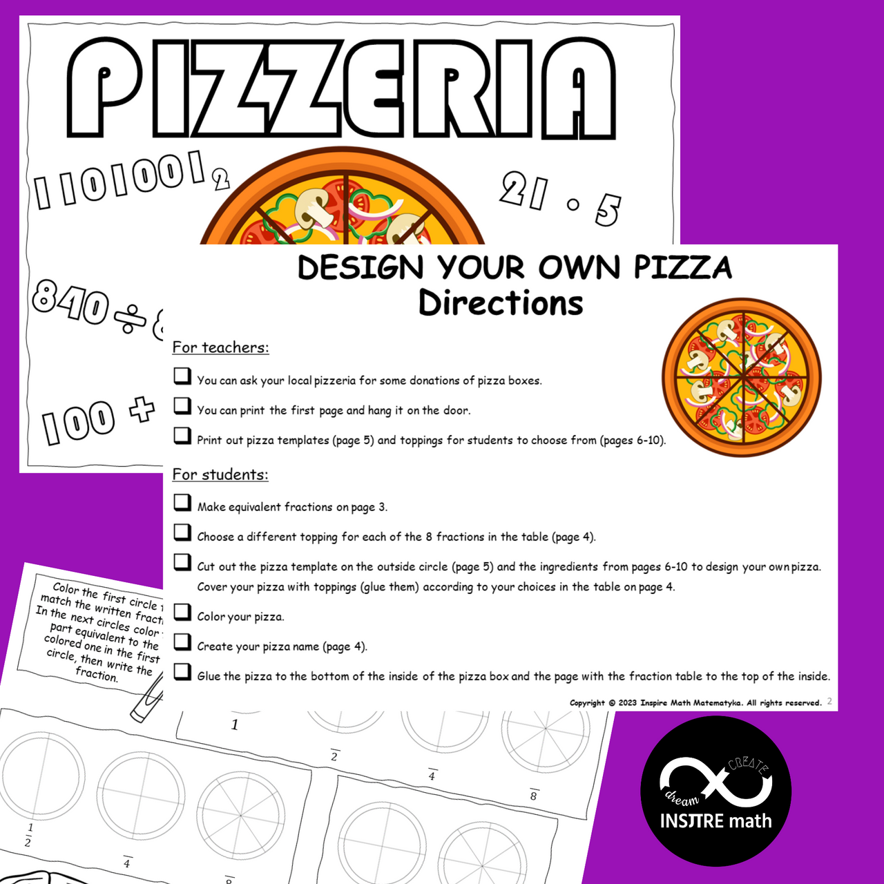 Pizza Math Project Equivalent Fractions. 3rd 4th Gr Craft Project Based Learning