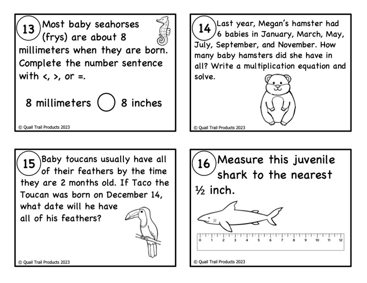 Life Cycle Math Task Cards - Classful