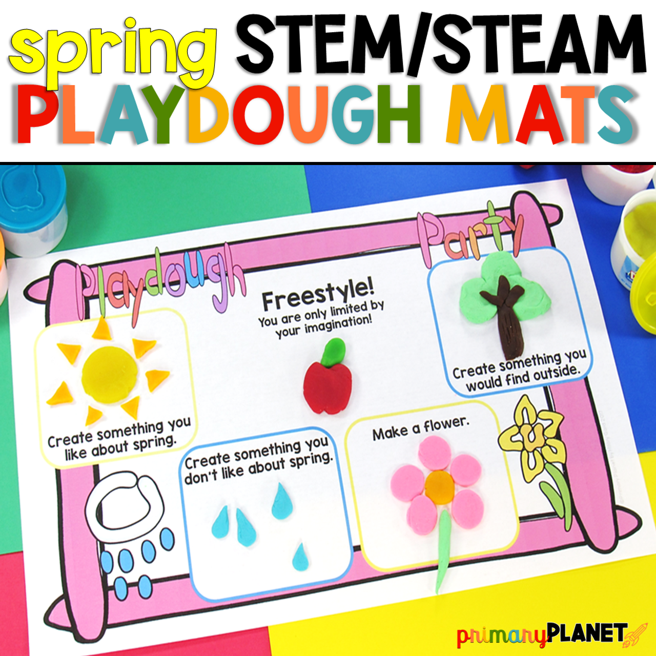 FREE Spring-Themed Playdough Mats