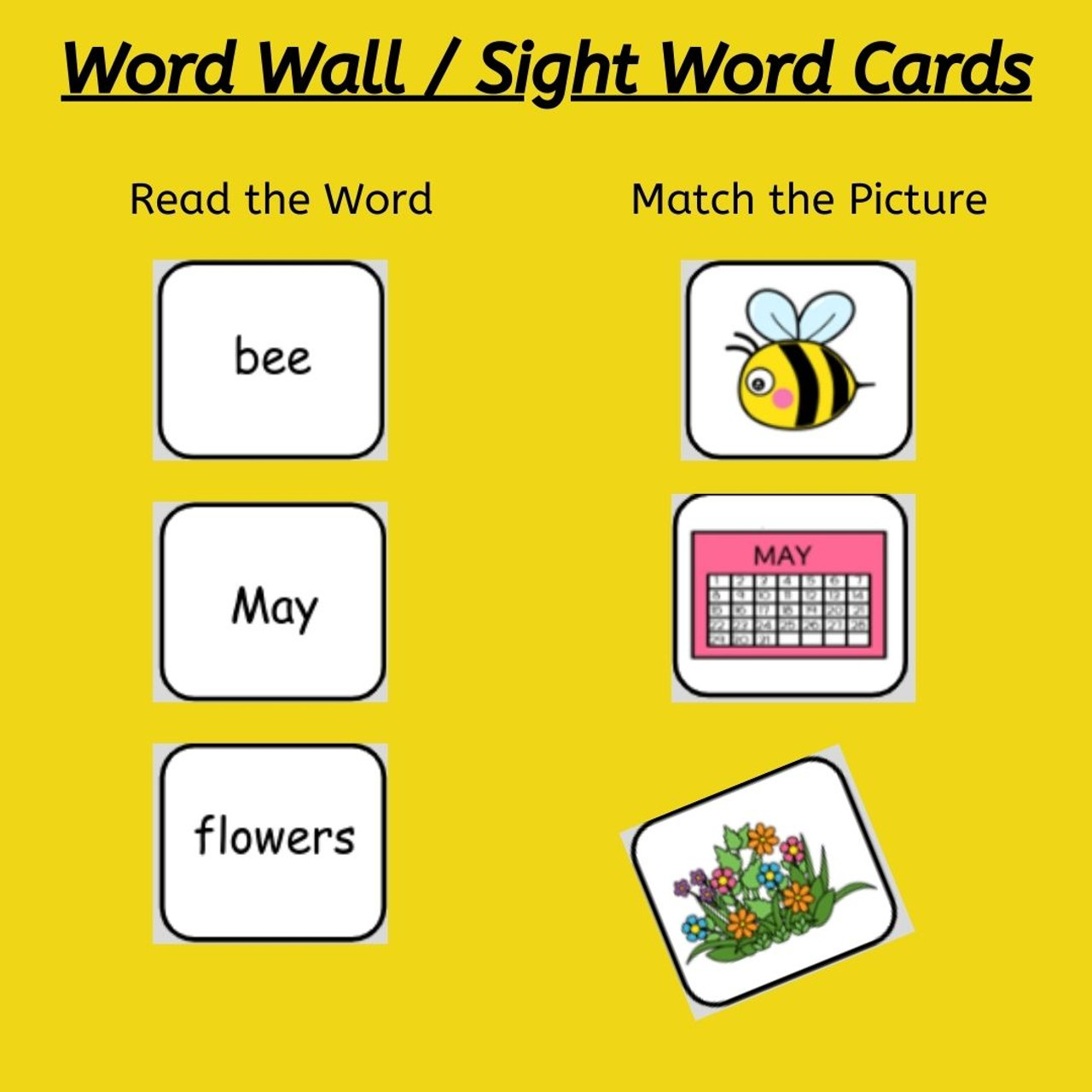 Spring Sight Word Functional Vocabulary Worksheets and Task Cards