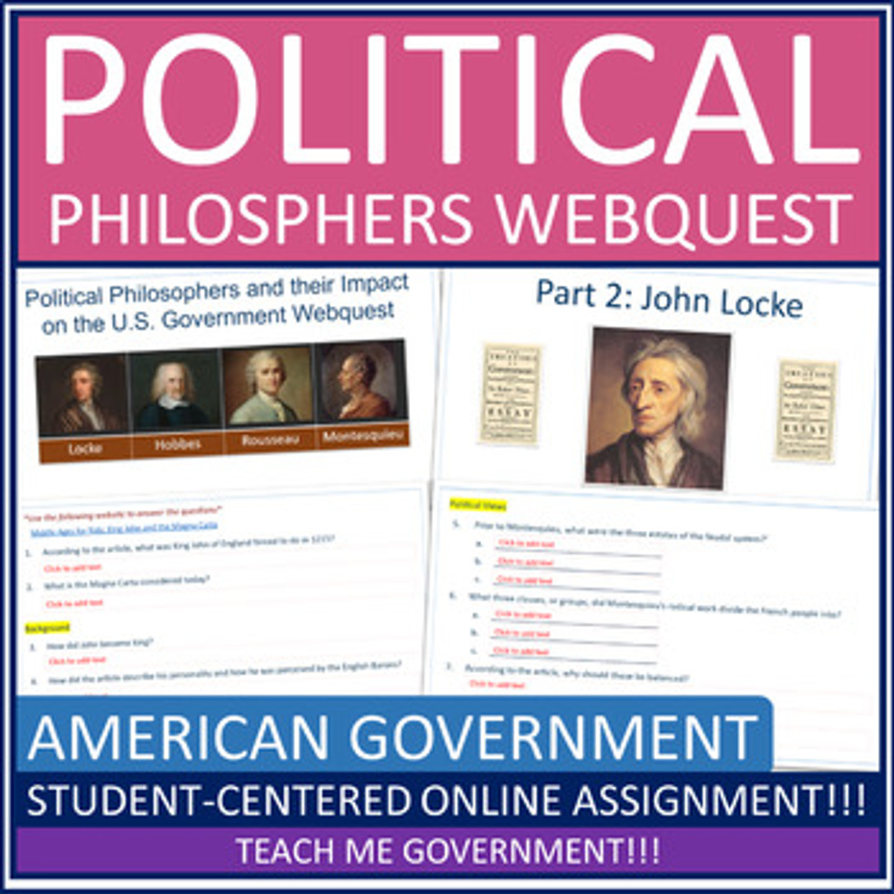 Political Philosophers Enlightenment American Government Webquest