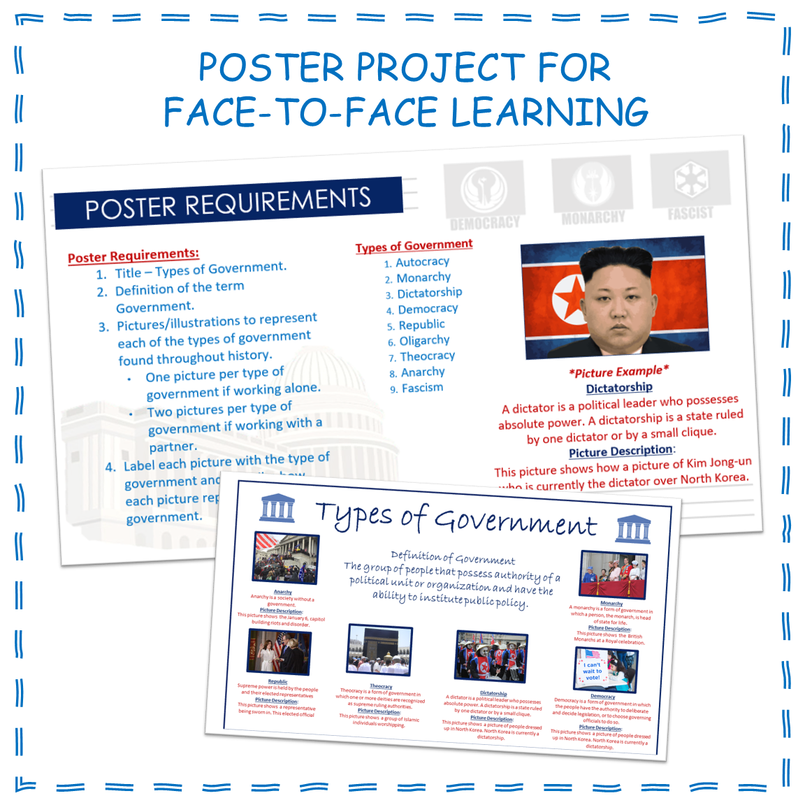 Types of Government Poster Project or Google Slides for American