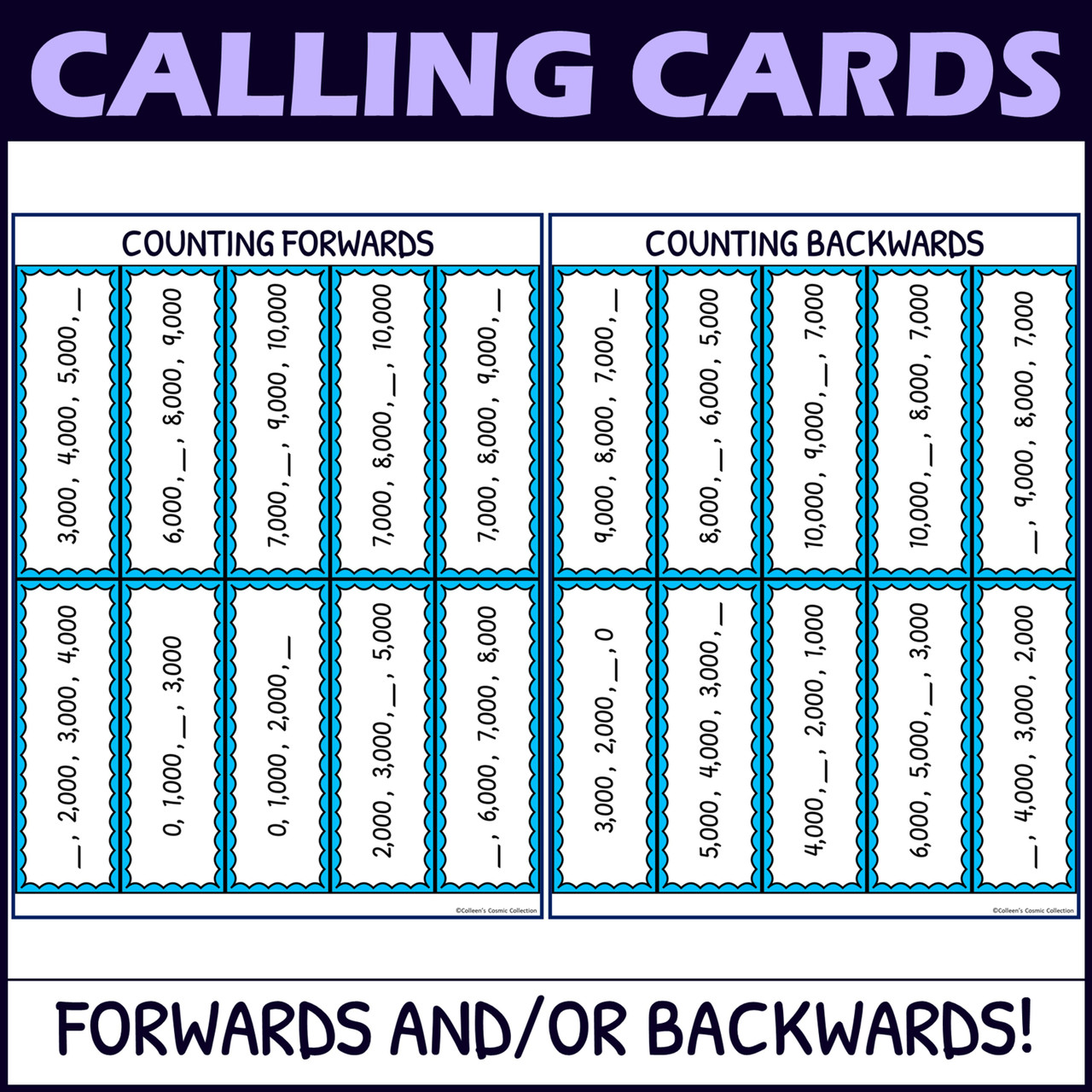 Skip Counting by 1000s Activity - Bingo Game - Printable and Digital